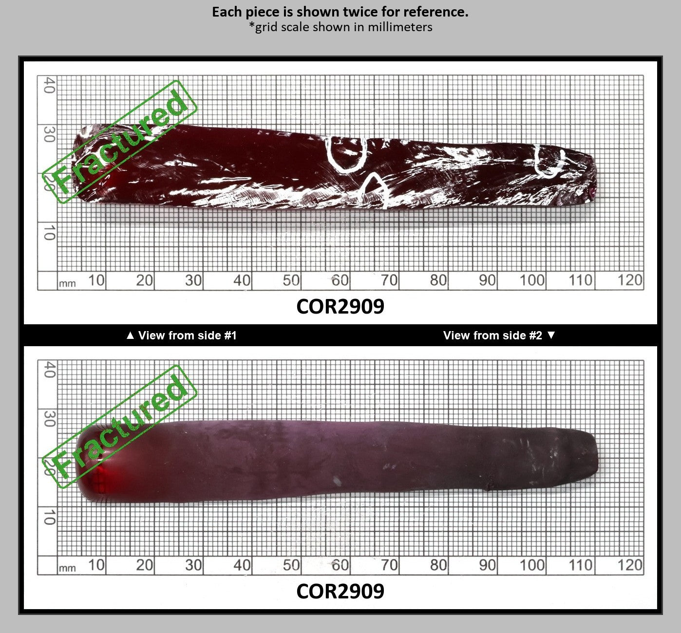 Dark Ruby Red #6 Lab Created Corundum Sapphire Faceting Rough for Gem Cutting - Various Sizes - Split Boule : COR2909