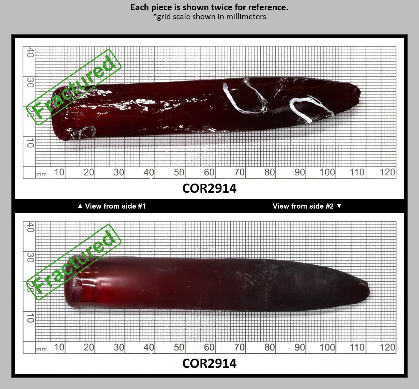 Dark Ruby Red #6 Lab Created Corundum Sapphire Faceting Rough for Gem Cutting - Various Sizes - Split Boule : COR2914