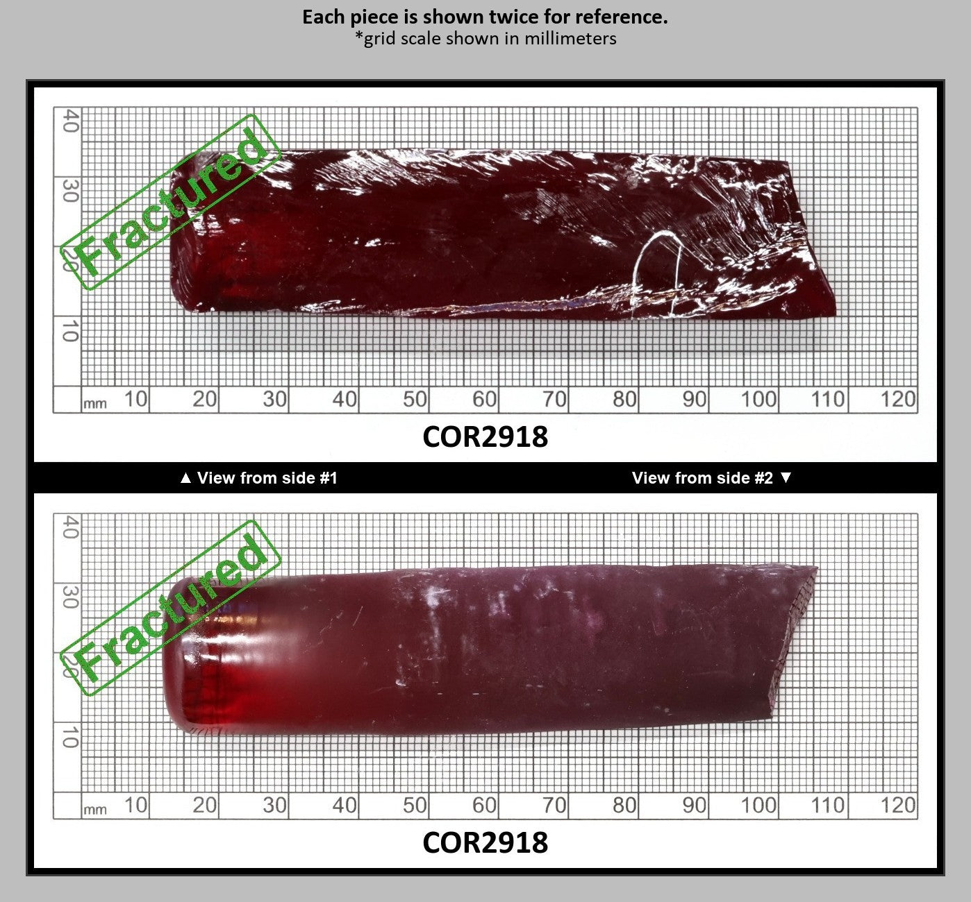 Ruby Red #5 Lab Created Corundum Sapphire Faceting Rough for Gem Cutting - Various Sizes - Split Boule : COR2918