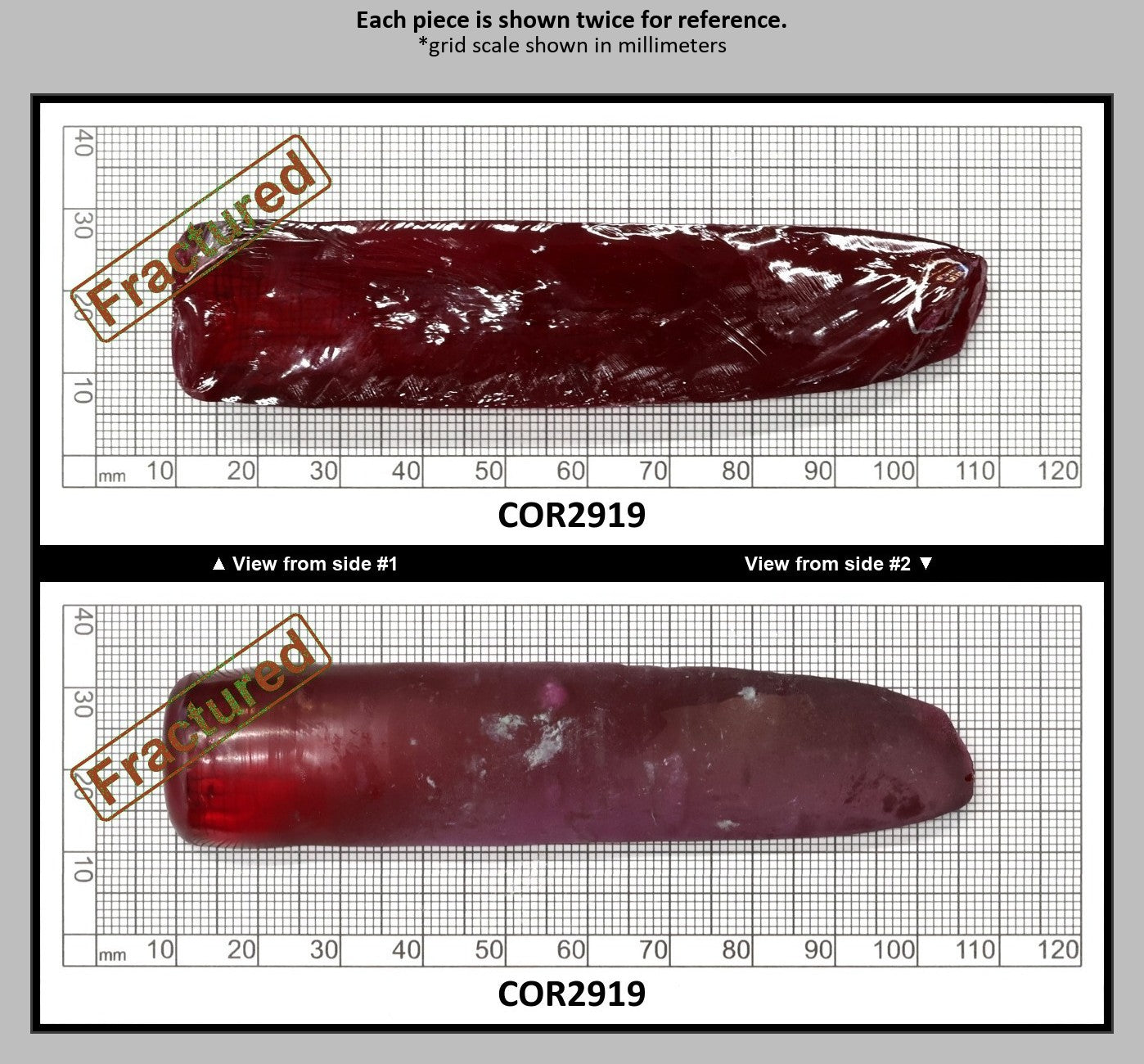 Ruby Red #5 Lab Created Corundum Sapphire Faceting Rough for Gem Cutting - Various Sizes - Split Boule : COR2919