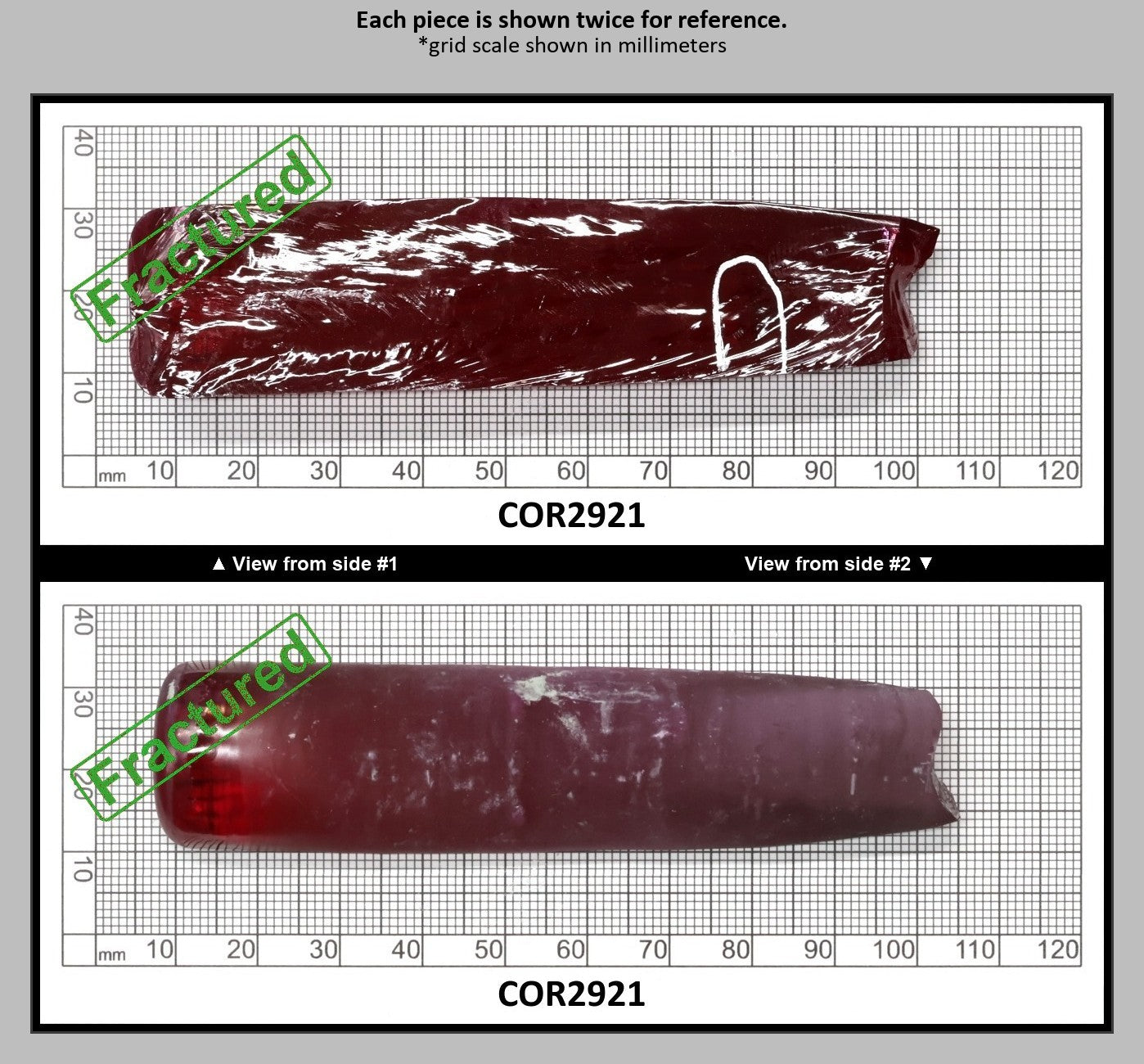 Ruby Red #5 Lab Created Corundum Sapphire Faceting Rough for Gem Cutting - Various Sizes - Split Boule : COR2921