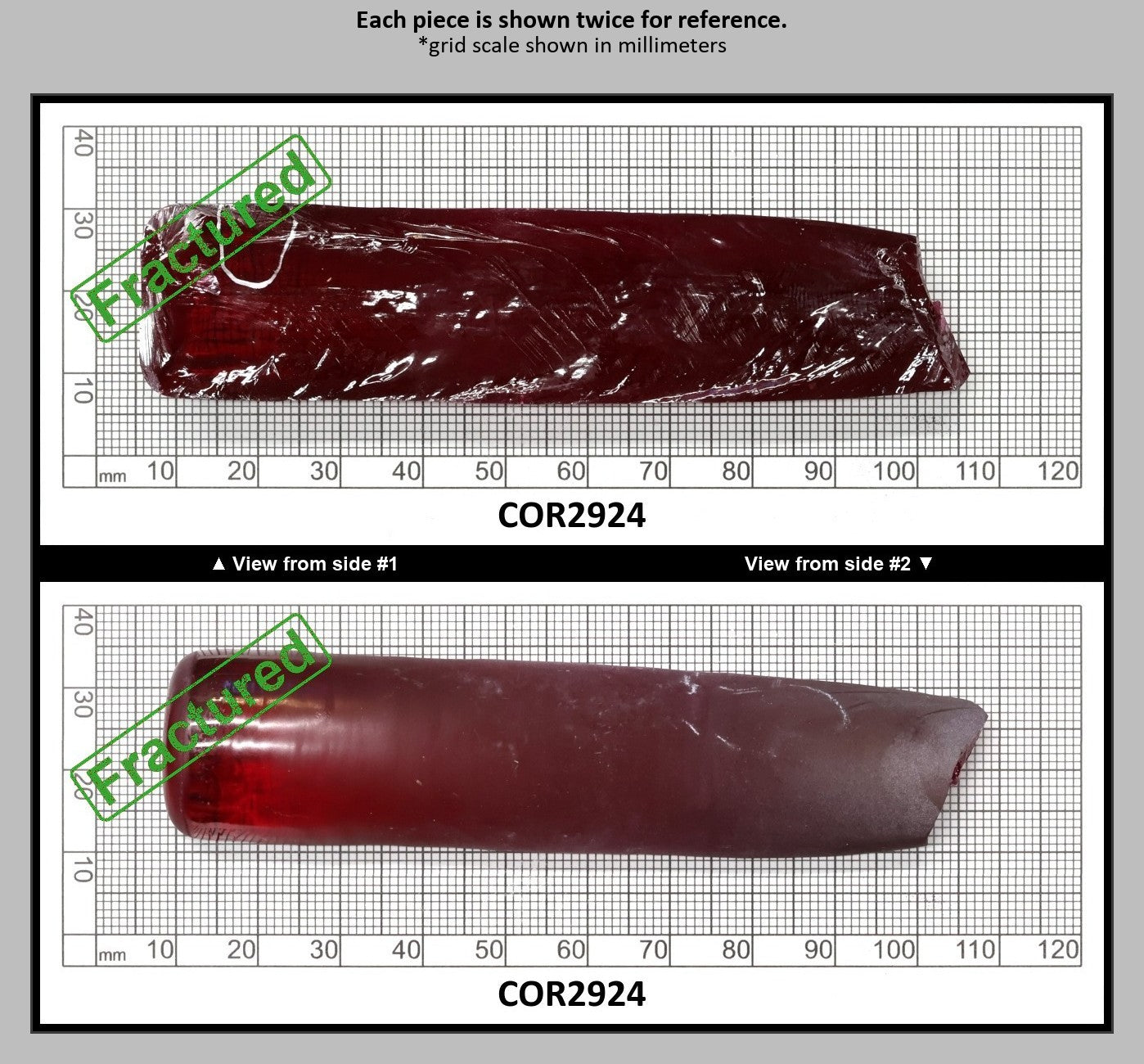 Ruby Red #5 Lab Created Corundum Sapphire Faceting Rough for Gem Cutting - Various Sizes - Split Boule : COR2924