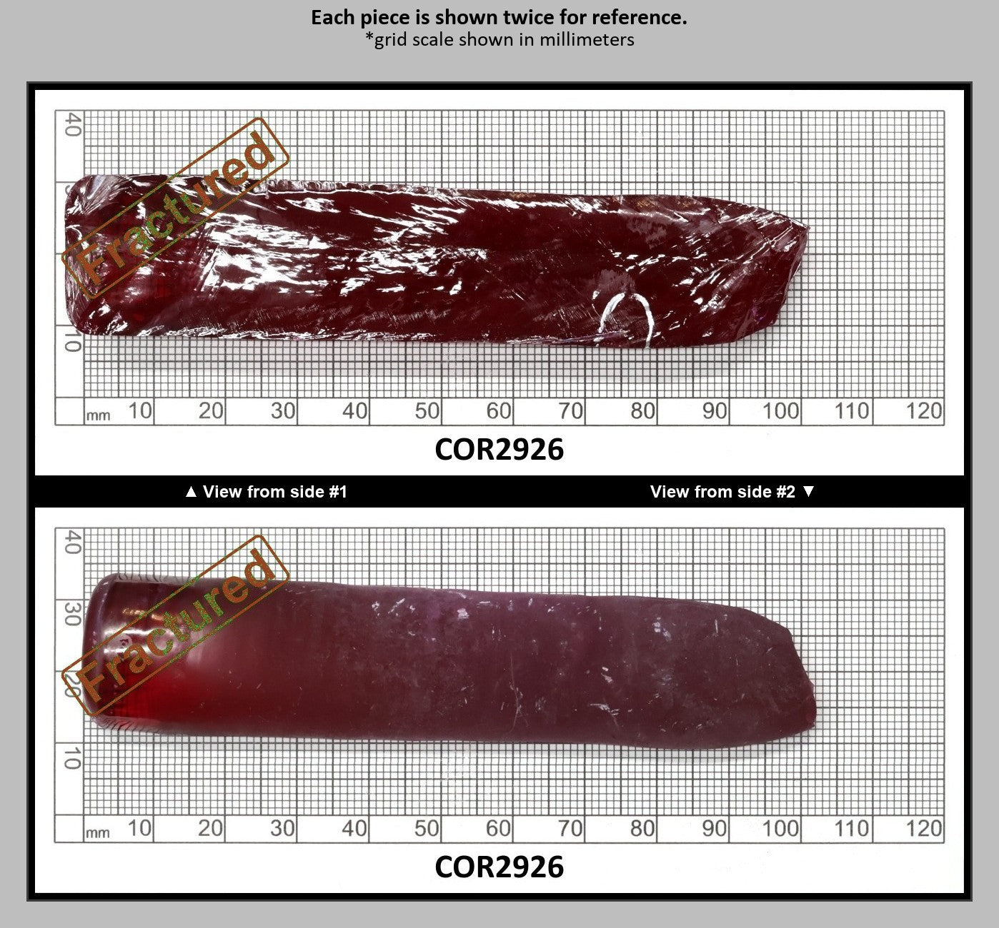 Ruby Red #5 Lab Created Corundum Sapphire Faceting Rough for Gem Cutting - Various Sizes - Split Boule : COR2926