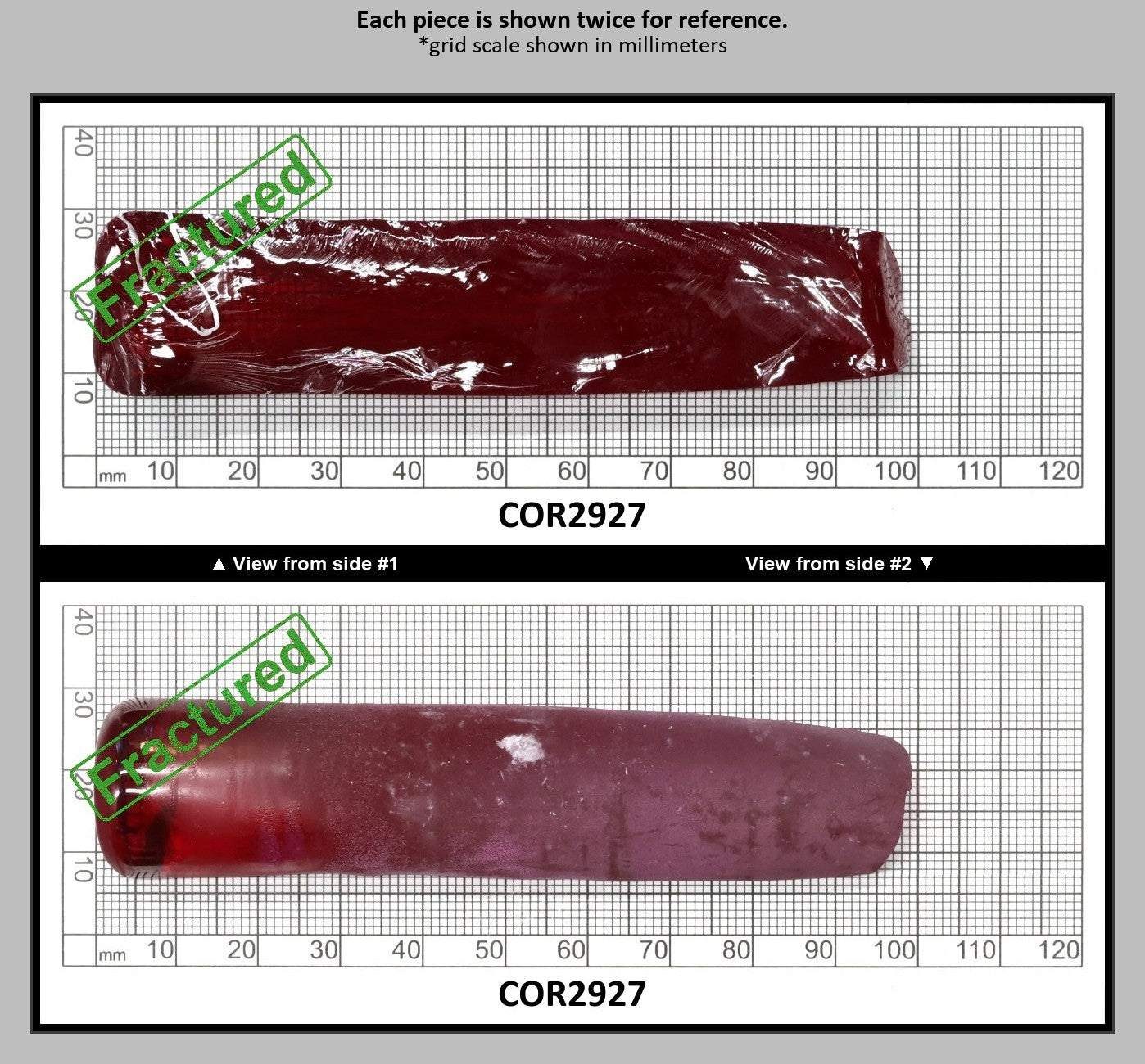 Ruby Red #5 Lab Created Corundum Sapphire Faceting Rough for Gem Cutting - Various Sizes - Split Boule : COR2927