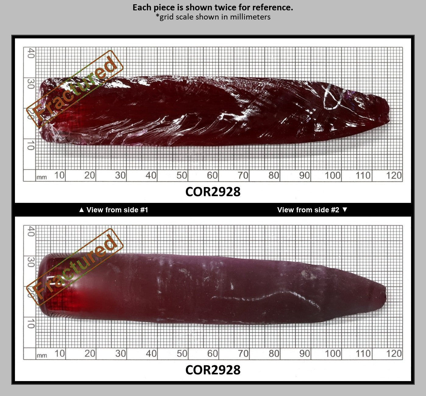 Ruby Red #5 Lab Created Corundum Sapphire Faceting Rough for Gem Cutting - Various Sizes - Split Boule : COR2928