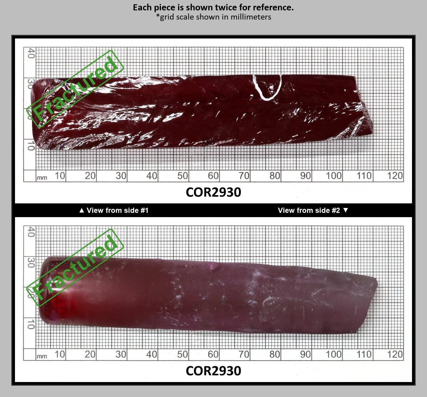 Ruby Red #5 Lab Created Corundum Sapphire Faceting Rough for Gem Cutting - Various Sizes - Split Boule : COR2930