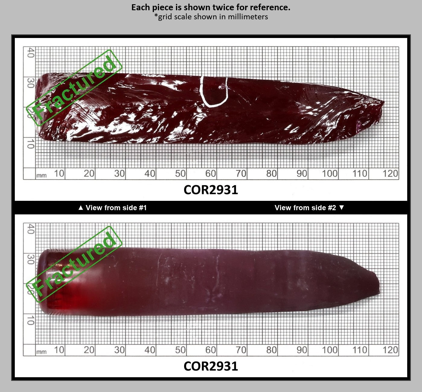 Ruby Red #5 Lab Created Corundum Sapphire Faceting Rough for Gem Cutting - Various Sizes - Split Boule : COR2931