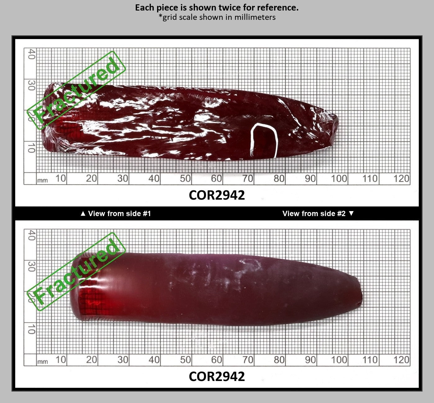 Ruby Red #5 Lab Created Corundum Sapphire Faceting Rough for Gem Cutting - Various Sizes - Split Boule : COR2942