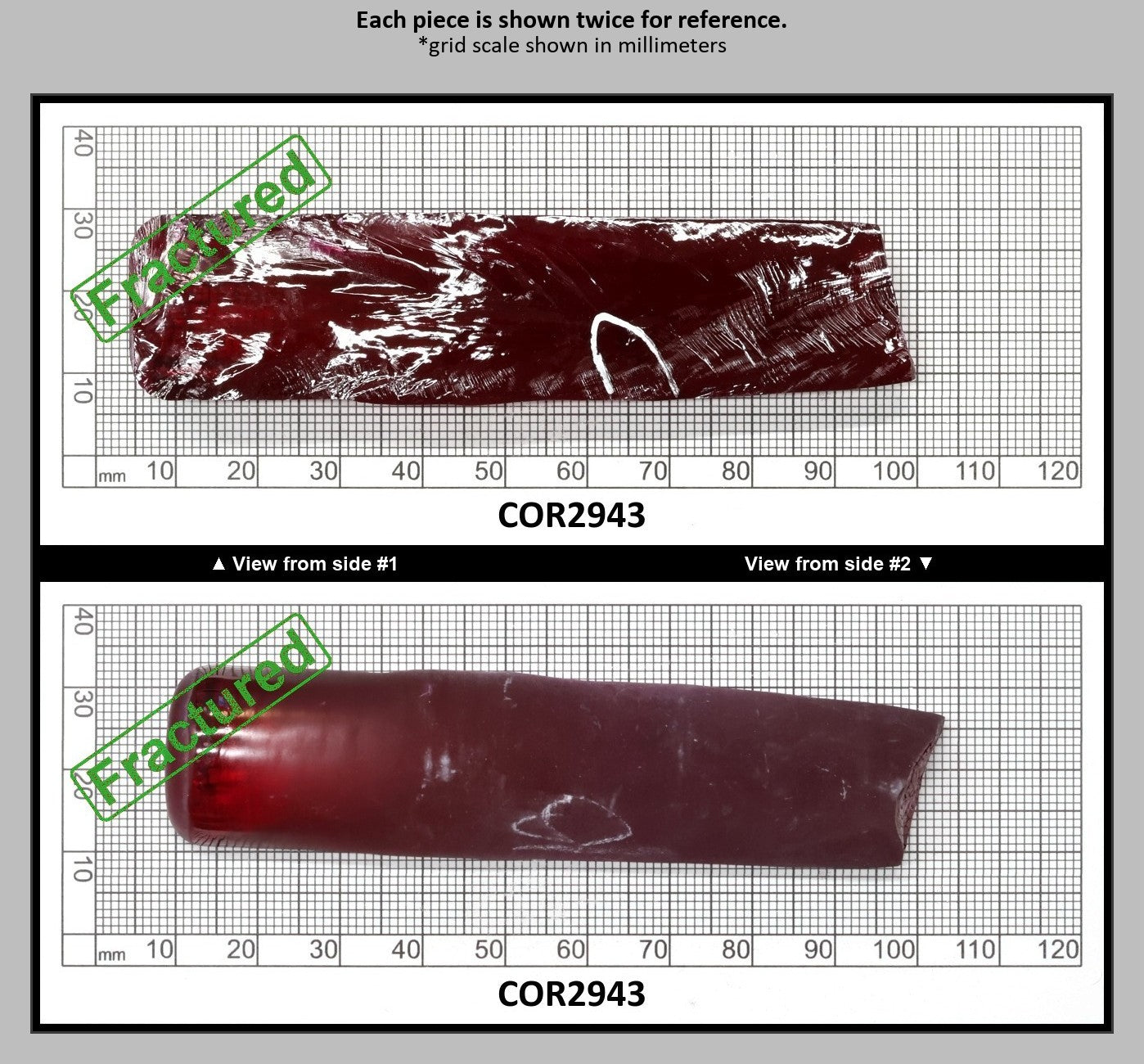 Ruby Red #5 Lab Created Corundum Sapphire Faceting Rough for Gem Cutting - Various Sizes - Split Boule : COR2943
