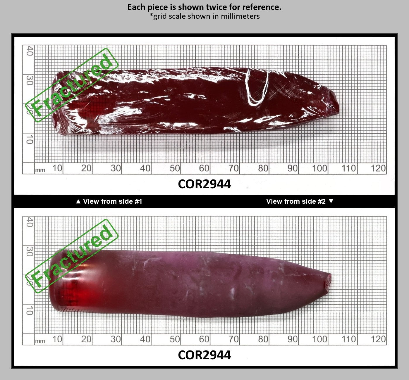 Ruby Red #5 Lab Created Corundum Sapphire Faceting Rough for Gem Cutting - Various Sizes - Split Boule : COR2944