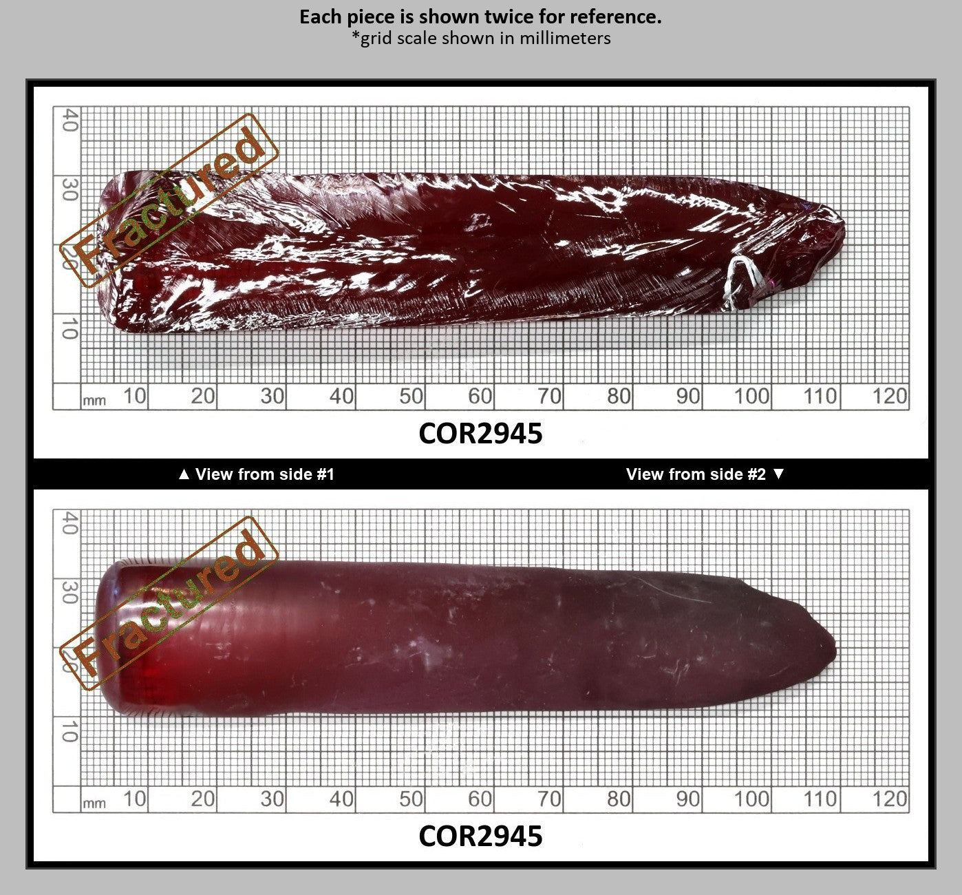 Ruby Red #5 Lab Created Corundum Sapphire Faceting Rough for Gem Cutting - Various Sizes - Split Boule : COR2945