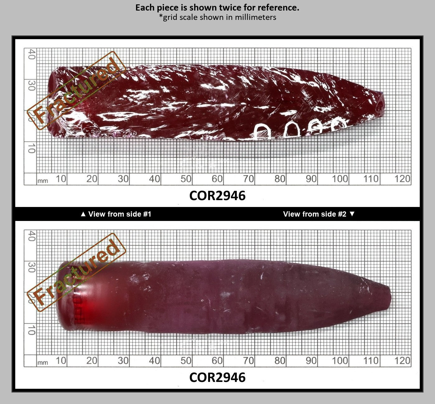 Ruby Red #5 Lab Created Corundum Sapphire Faceting Rough for Gem Cutting - Various Sizes - Split Boule : COR2946