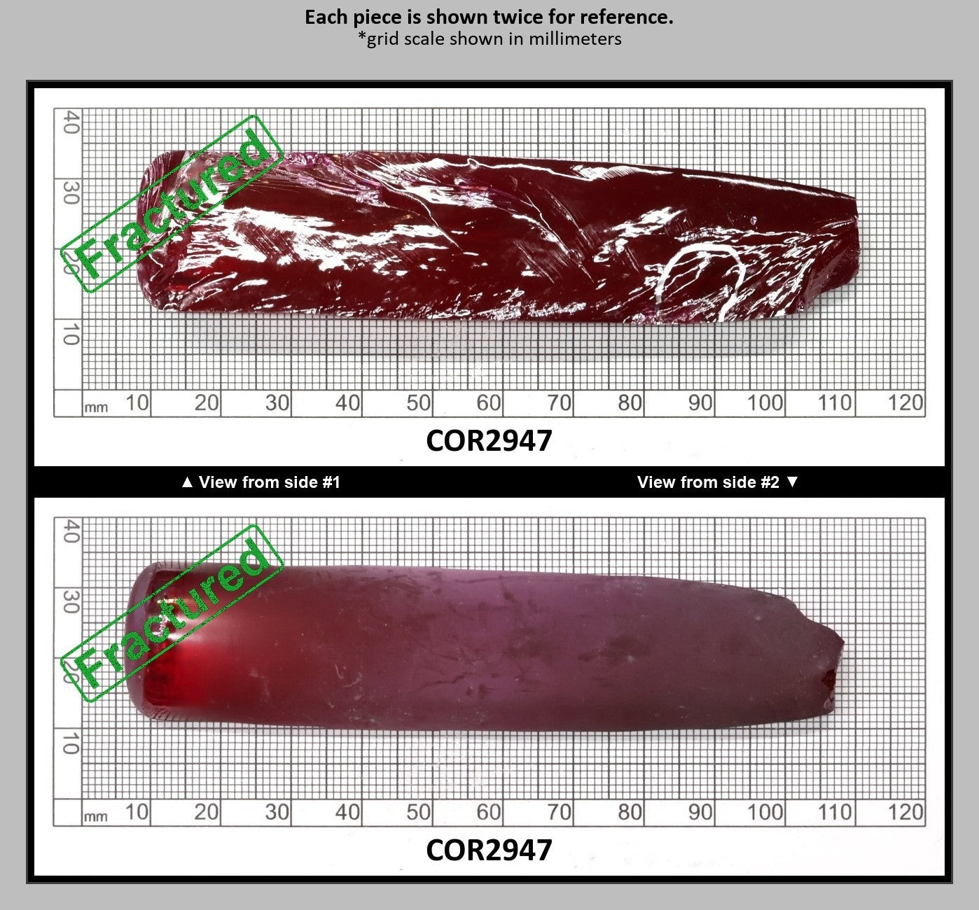 Ruby Red #5 Lab Created Corundum Sapphire Faceting Rough for Gem Cutting - Various Sizes - Split Boule : COR2947