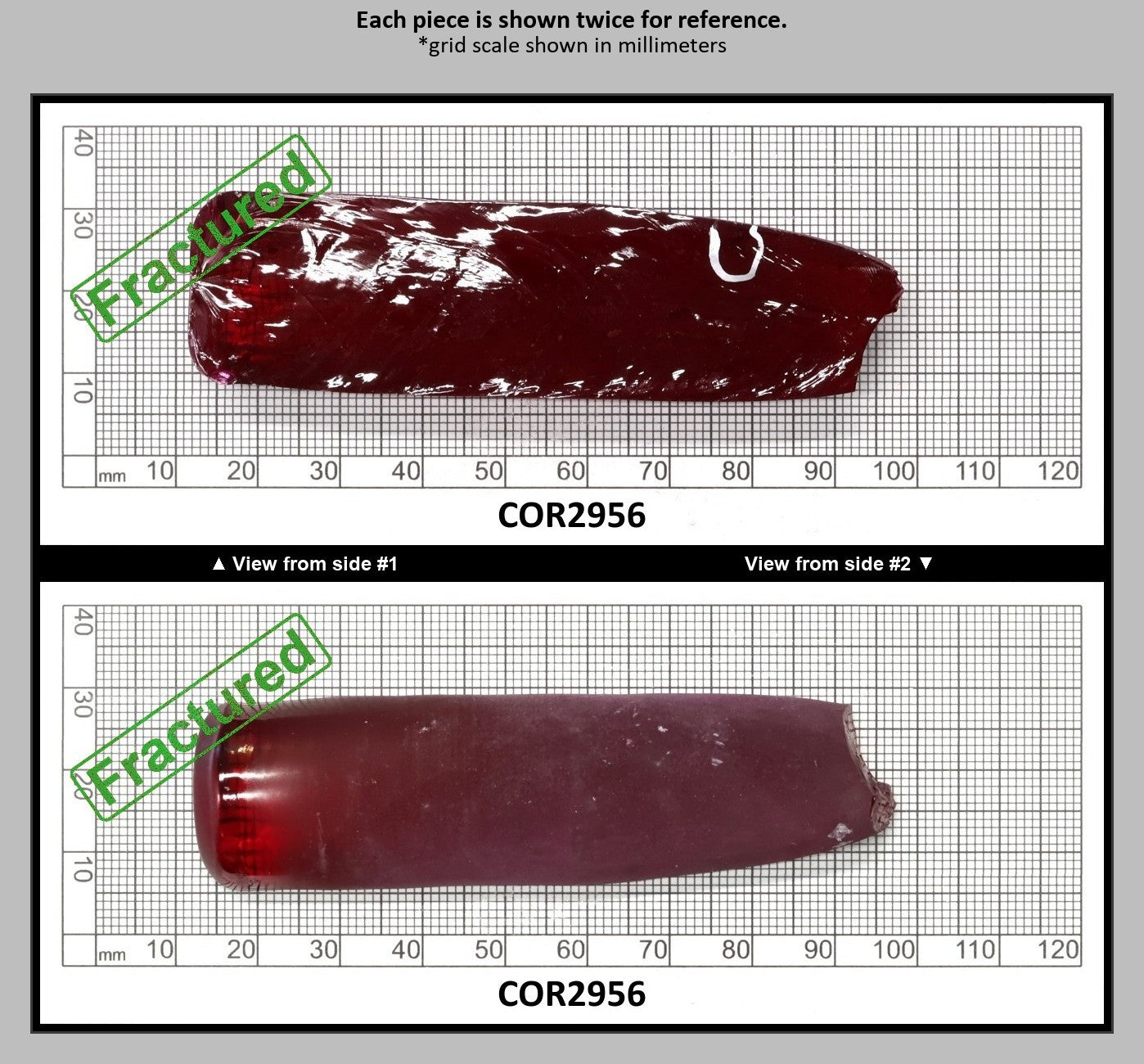 Ruby Red #5 Lab Created Corundum Sapphire Faceting Rough for Gem Cutting - Various Sizes - Split Boule : COR2956