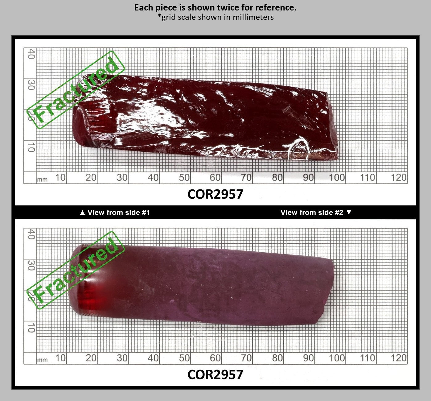 Ruby Red #5 Lab Created Corundum Sapphire Faceting Rough for Gem Cutting - Various Sizes - Split Boule : COR2957