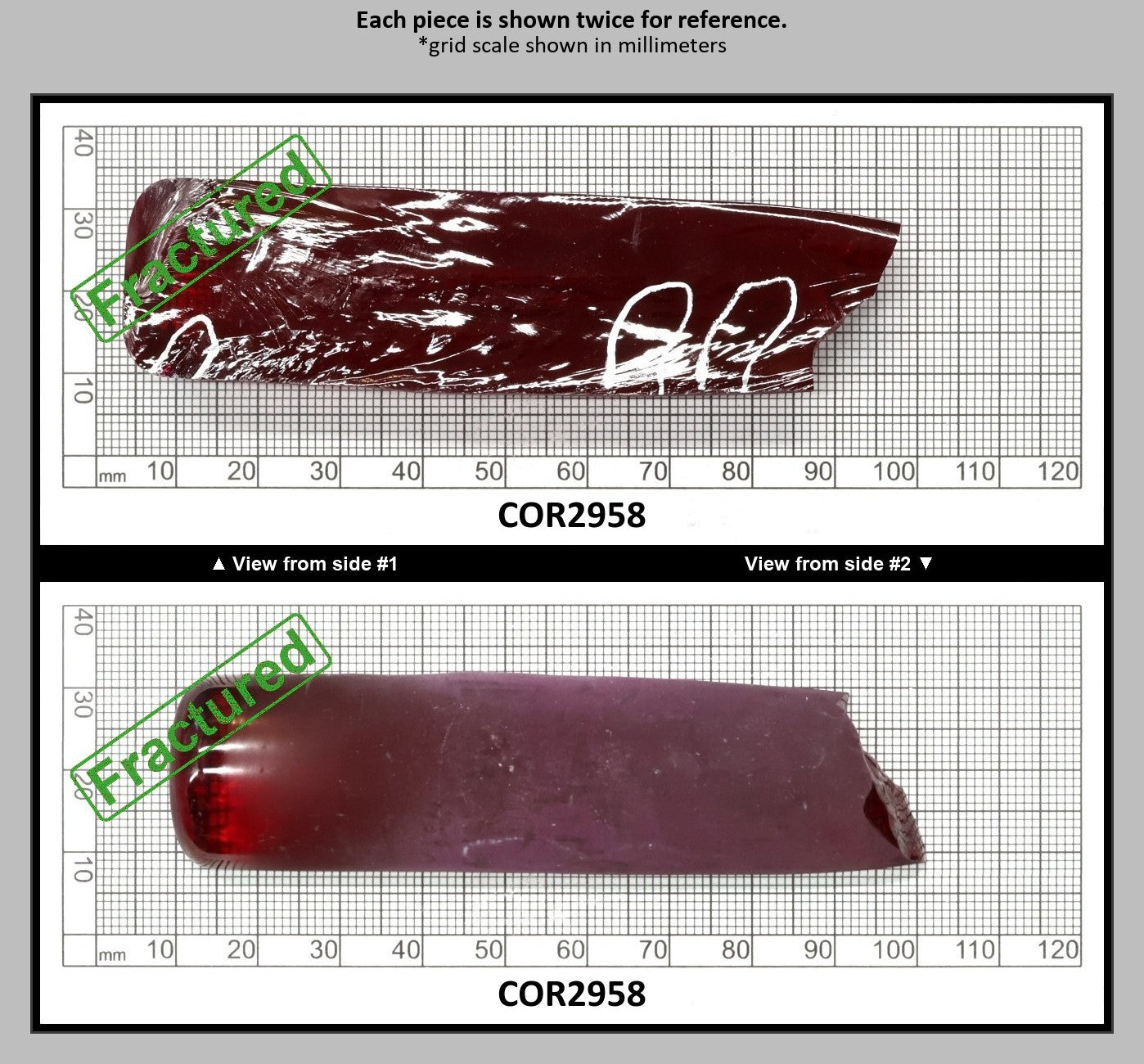 Ruby Red #5 Lab Created Corundum Sapphire Faceting Rough for Gem Cutting - Various Sizes - Split Boule : COR2958