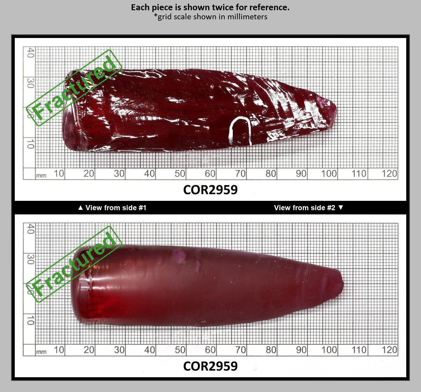 Ruby Red #5 Lab Created Corundum Sapphire Faceting Rough for Gem Cutting - Various Sizes - Split Boule : COR2959