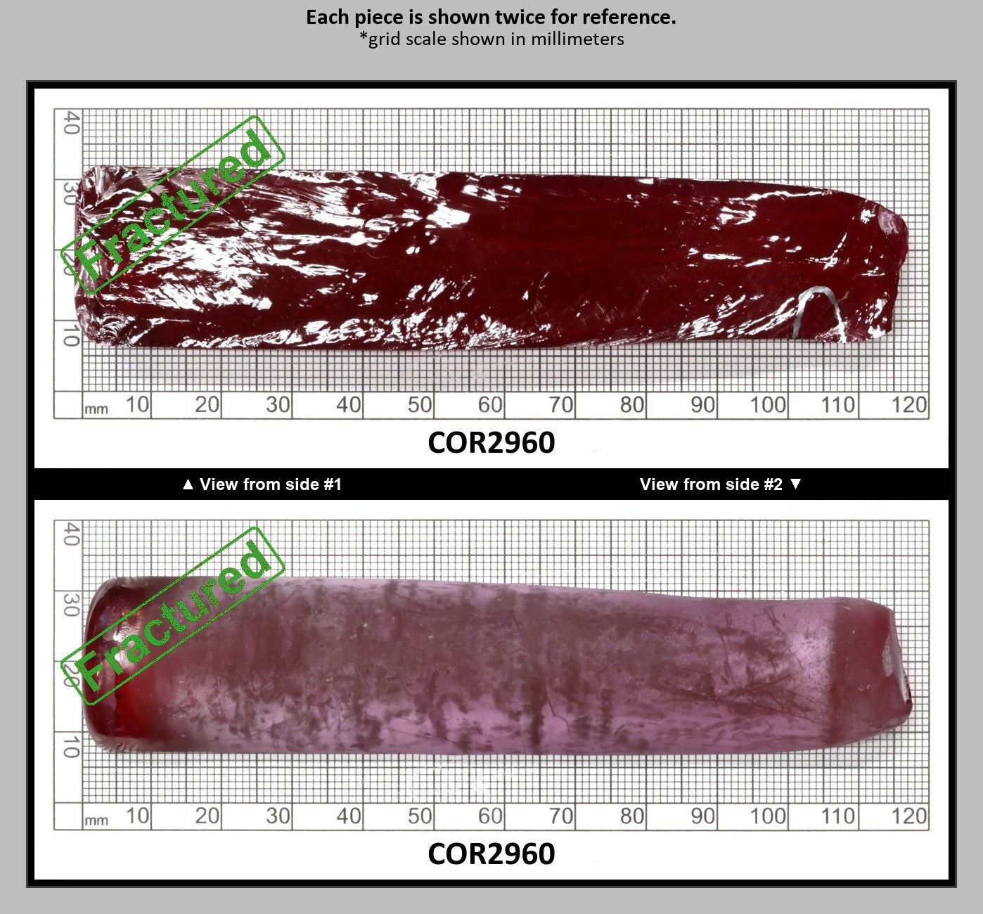 Ruby Red #5 Lab Created Corundum Sapphire Faceting Rough for Gem Cutting - Various Sizes - Split Boule : COR2960