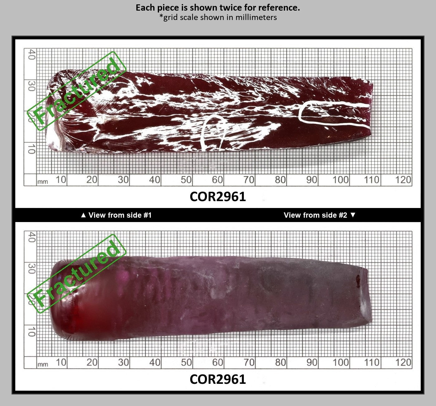 Ruby Red #5 Lab Created Corundum Sapphire Faceting Rough for Gem Cutting - Various Sizes - Split Boule : COR2961