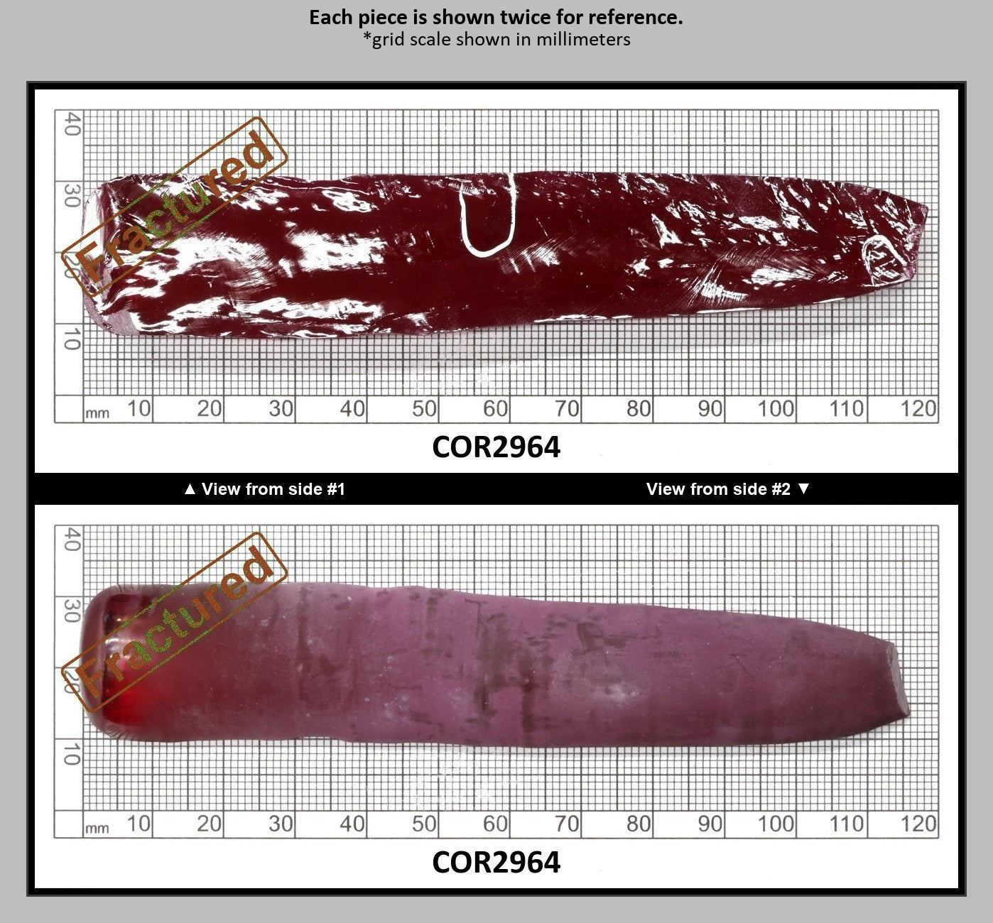 Ruby Red #5 Lab Created Corundum Sapphire Faceting Rough for Gem Cutting - Various Sizes - Split Boule : COR2964
