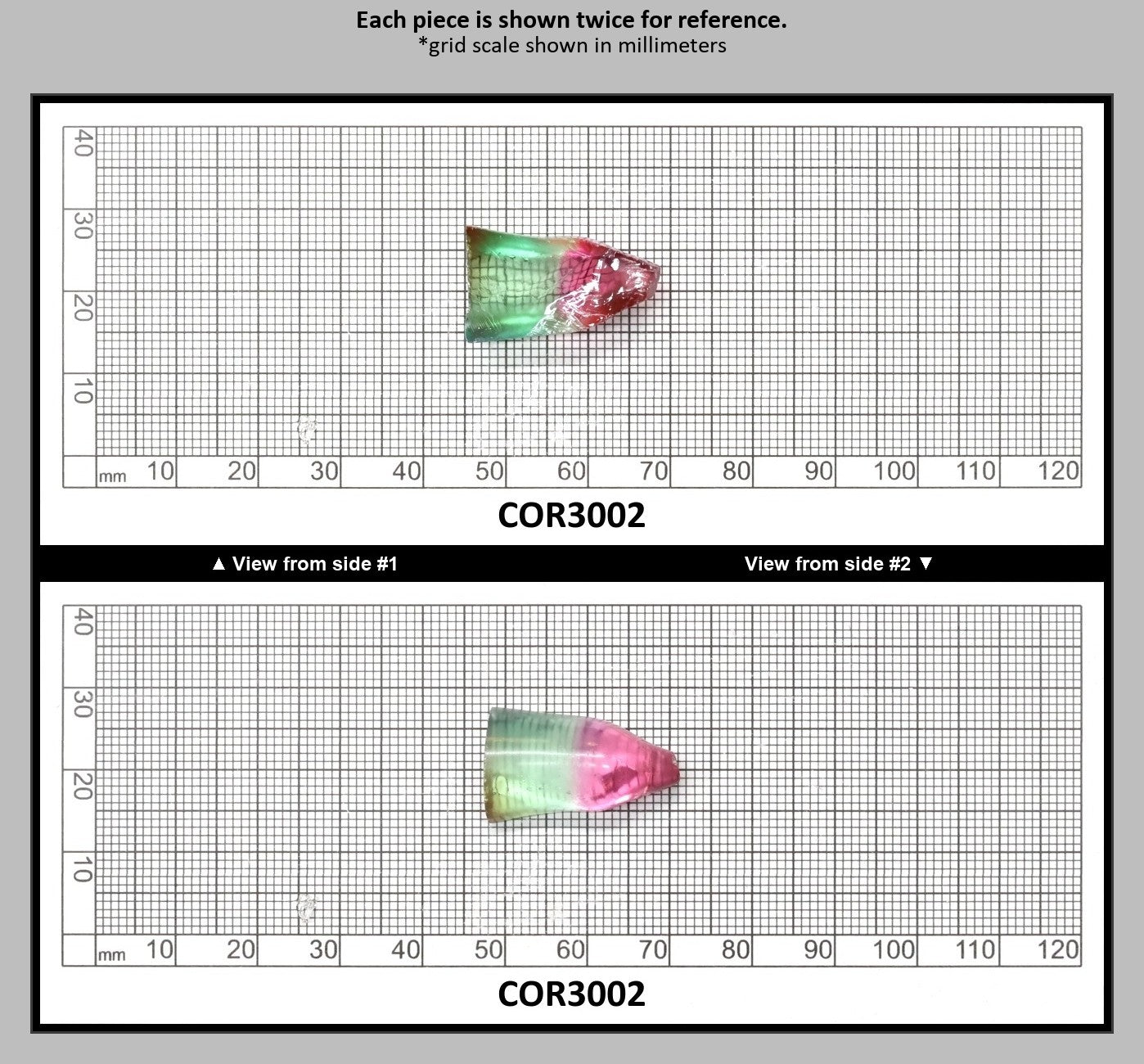 Padparadscha/Paraiba Bi-Color Lab Created Corundum Sapphire Faceting Rough for Gem Cutting - Various Sizes - Split Boule : COR3002