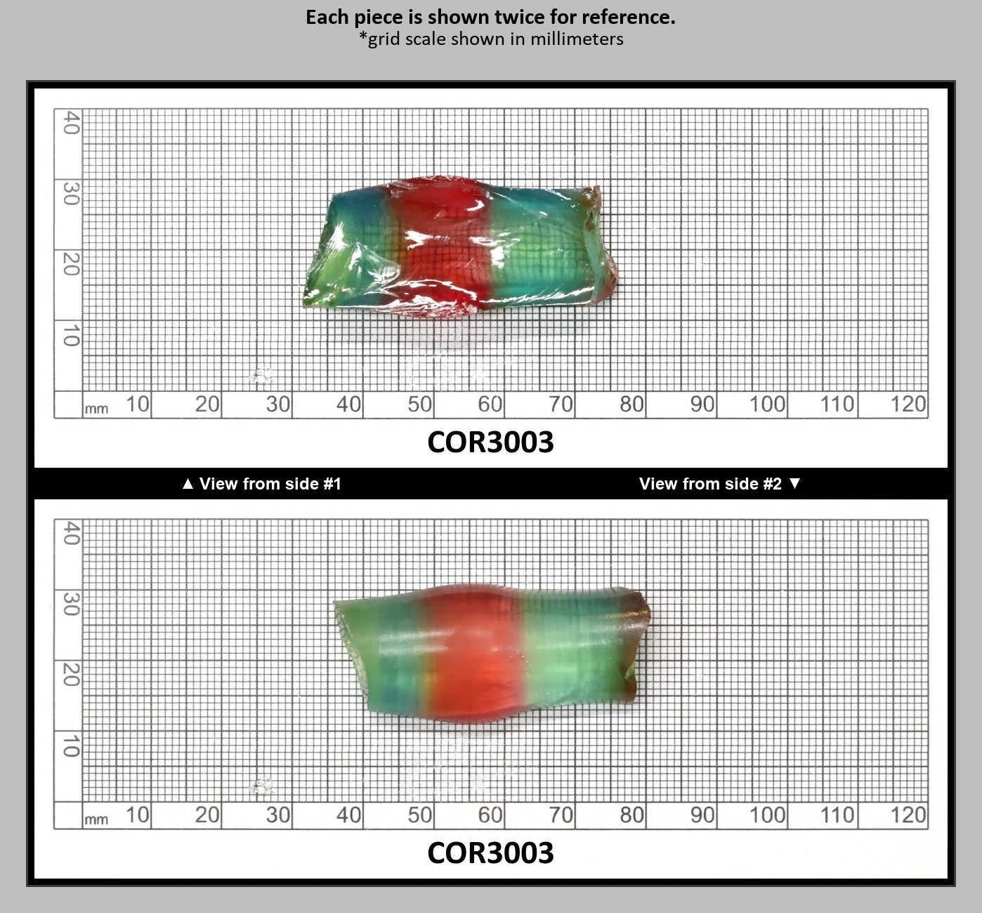 Padparadscha/Paraiba Bi-Color Lab Created Corundum Sapphire Faceting Rough for Gem Cutting - Various Sizes - Split Boule : COR3003