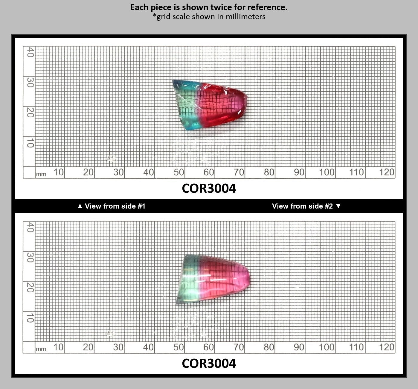 Padparadscha/Paraiba Bi-Color Lab Created Corundum Sapphire Faceting Rough for Gem Cutting - Various Sizes - Split Boule : COR3004