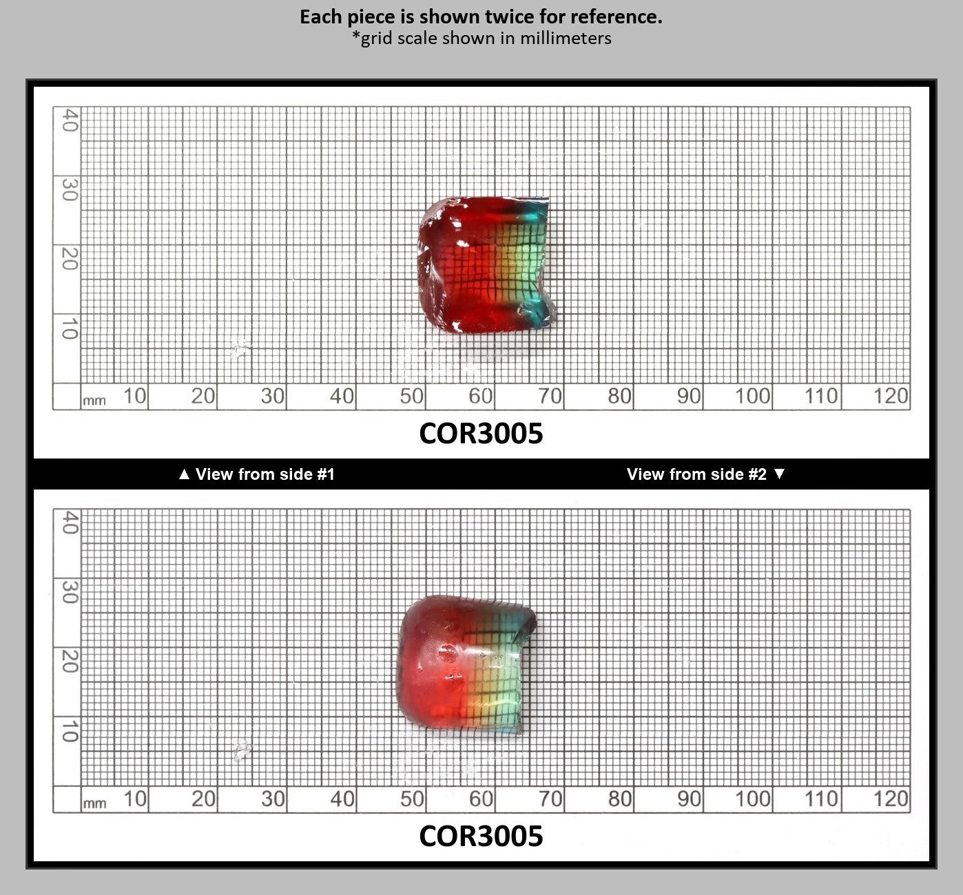 Padparadscha/Paraiba Bi-Color Lab Created Corundum Sapphire Faceting Rough for Gem Cutting - Various Sizes - Split Boule : COR3005