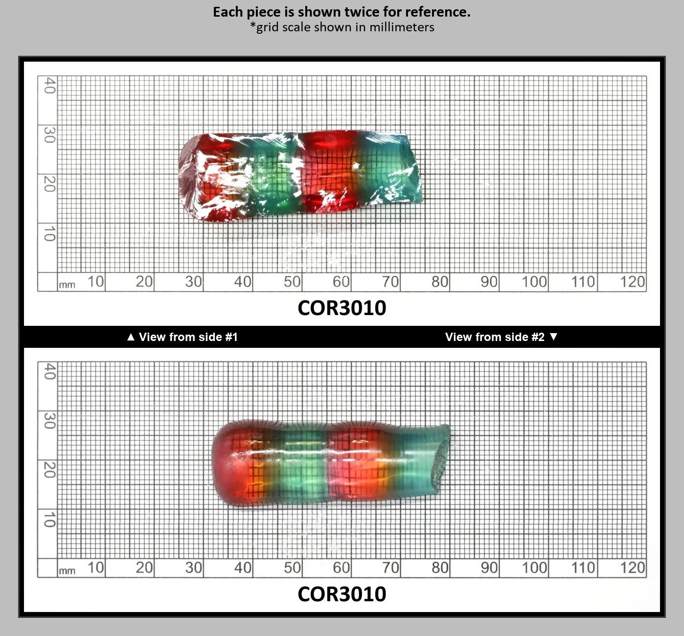 Padparadscha/Paraiba Bi-Color Lab Created Corundum Sapphire Faceting Rough for Gem Cutting - Various Sizes - Split Boule : COR3010