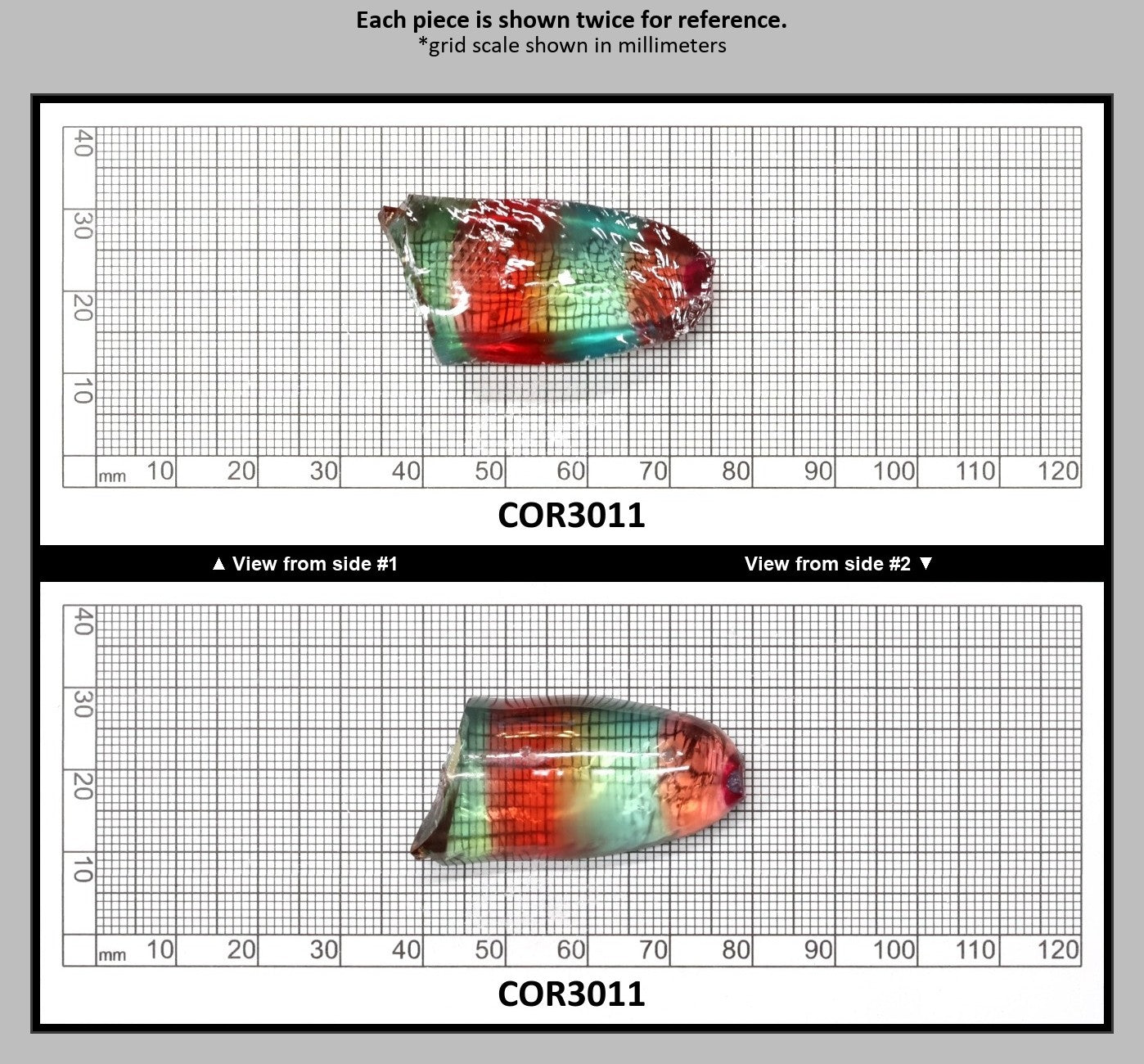 Padparadscha/Paraiba Bi-Color Lab Created Corundum Sapphire Faceting Rough for Gem Cutting - Various Sizes - Split Boule : COR3011