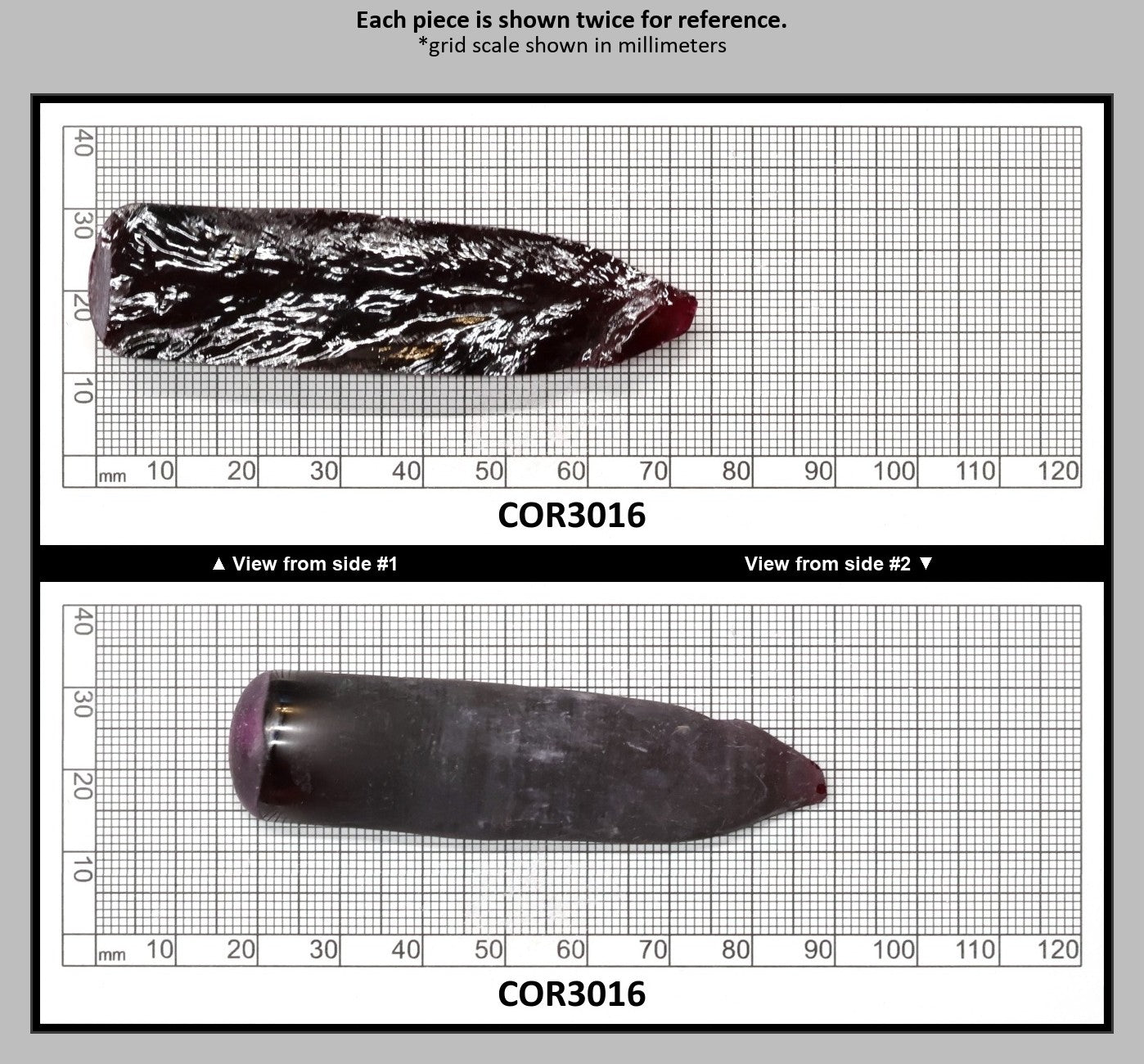 Very Dark Ruby Red #9 Lab Created Corundum Sapphire Faceting Rough for Gem Cutting - Various Sizes - Split Boule : COR3016