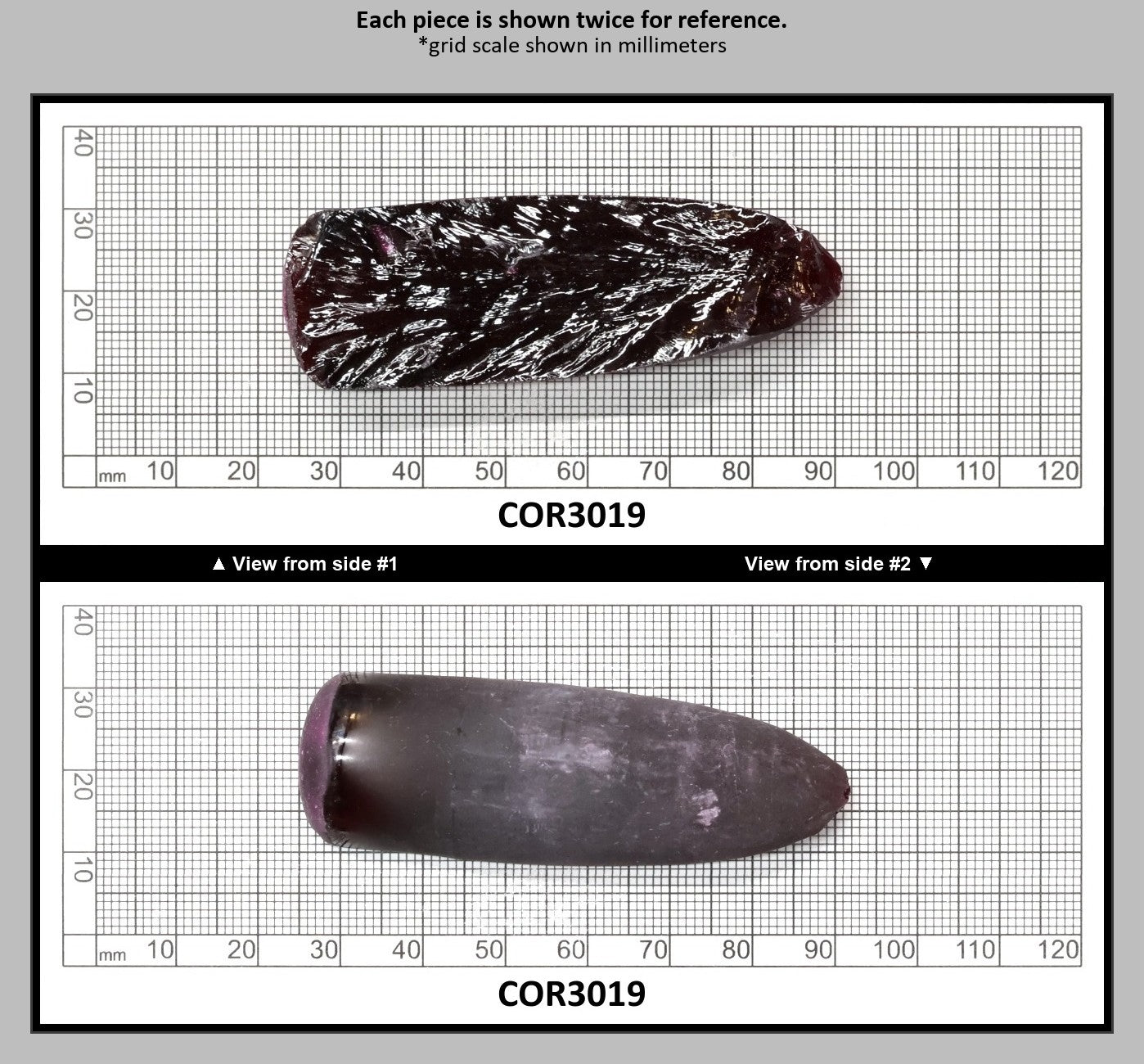 Very Dark Ruby Red #9 Lab Created Corundum Sapphire Faceting Rough for Gem Cutting - Various Sizes - Split Boule : COR3019