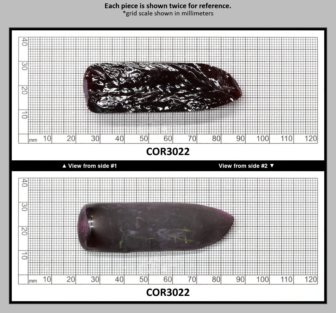 Very Dark Ruby Red #9 Lab Created Corundum Sapphire Faceting Rough for Gem Cutting - Various Sizes - Split Boule : COR3022