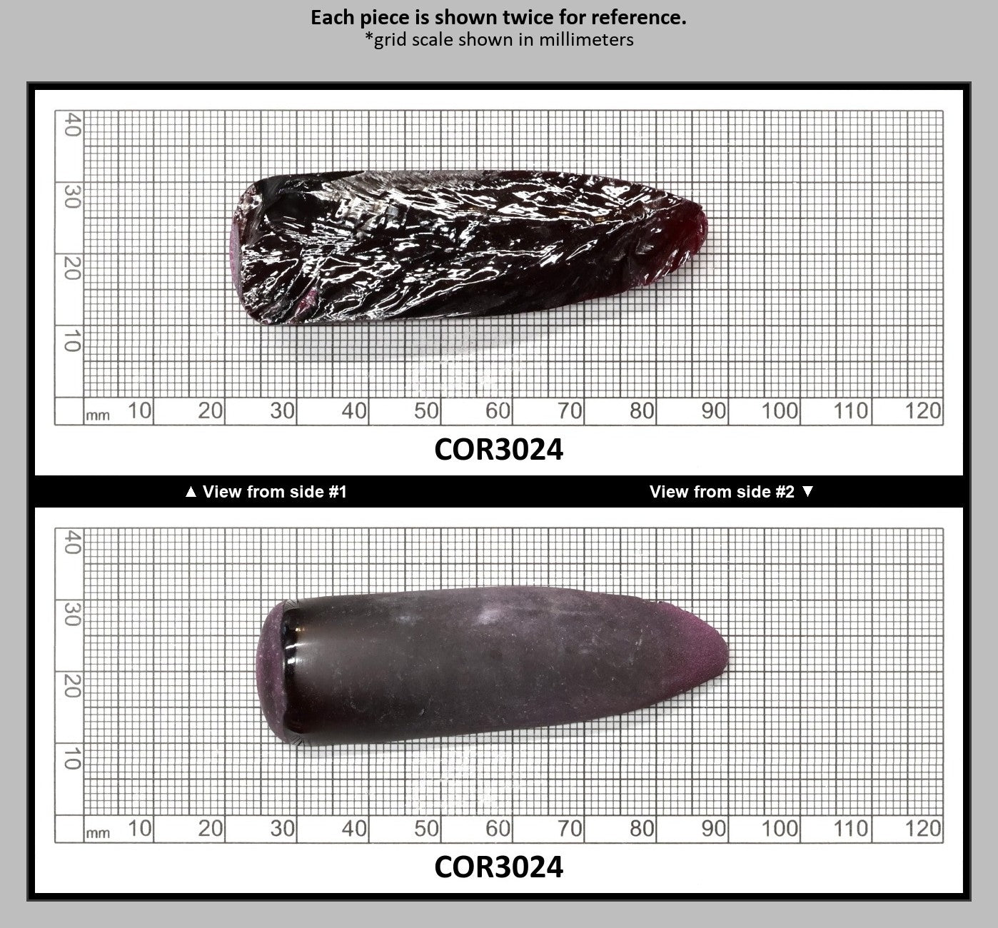 Very Dark Ruby Red #9 Lab Created Corundum Sapphire Faceting Rough for Gem Cutting - Various Sizes - Split Boule : COR3024