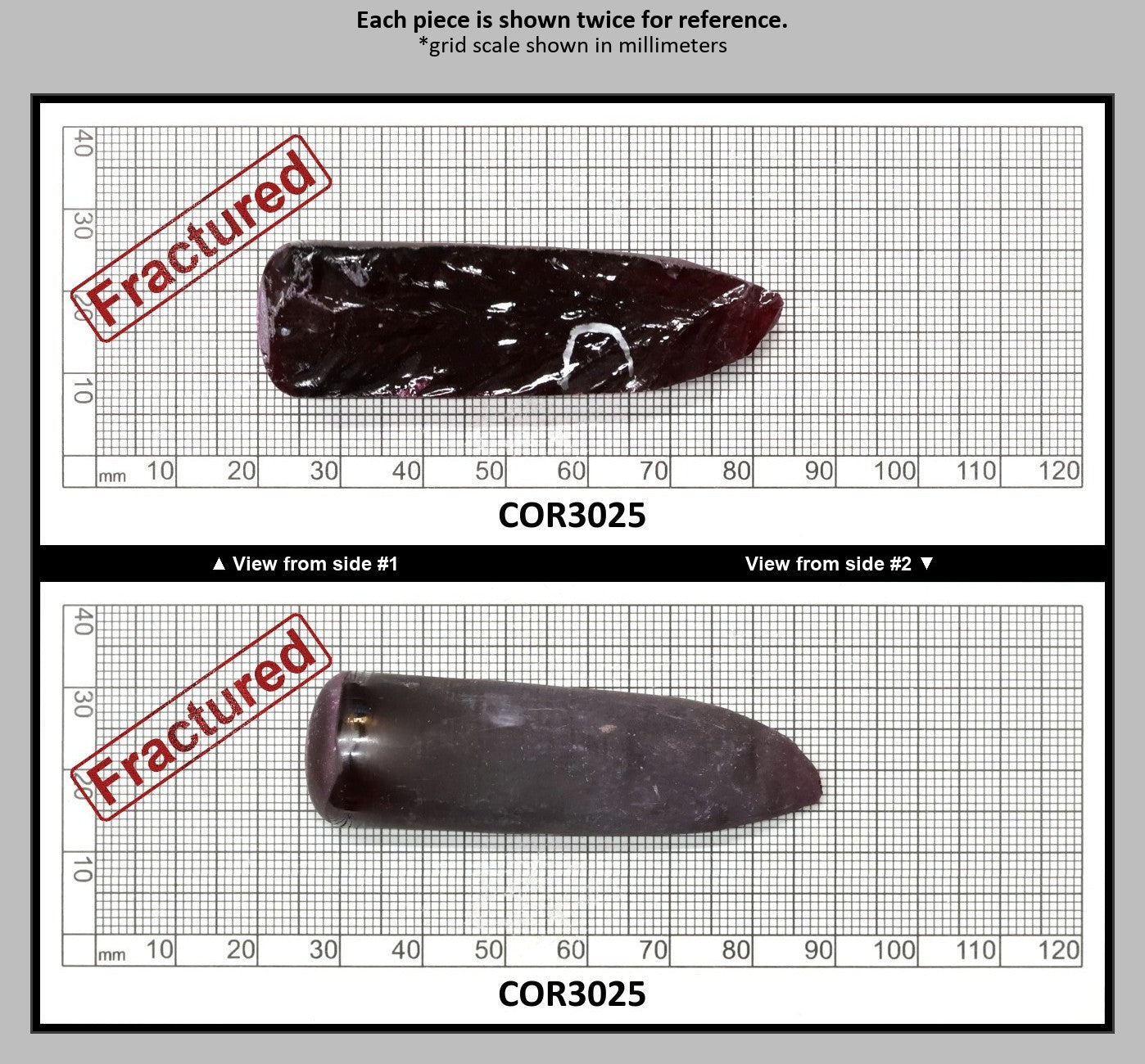 Very Dark Ruby Red #9 Lab Created Corundum Sapphire Faceting Rough for Gem Cutting - Various Sizes - Split Boule : COR3025