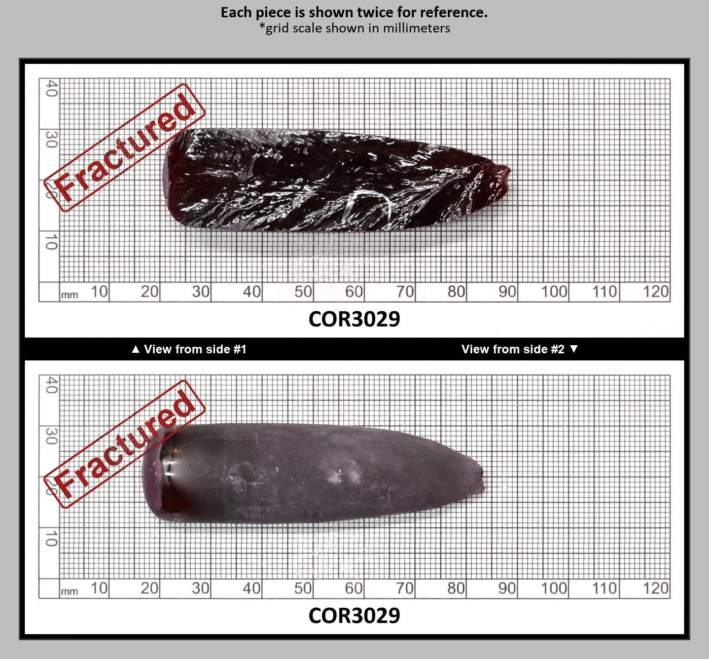 Very Dark Ruby Red #9 Lab Created Corundum Sapphire Faceting Rough for Gem Cutting - Various Sizes - Split Boule : COR3029