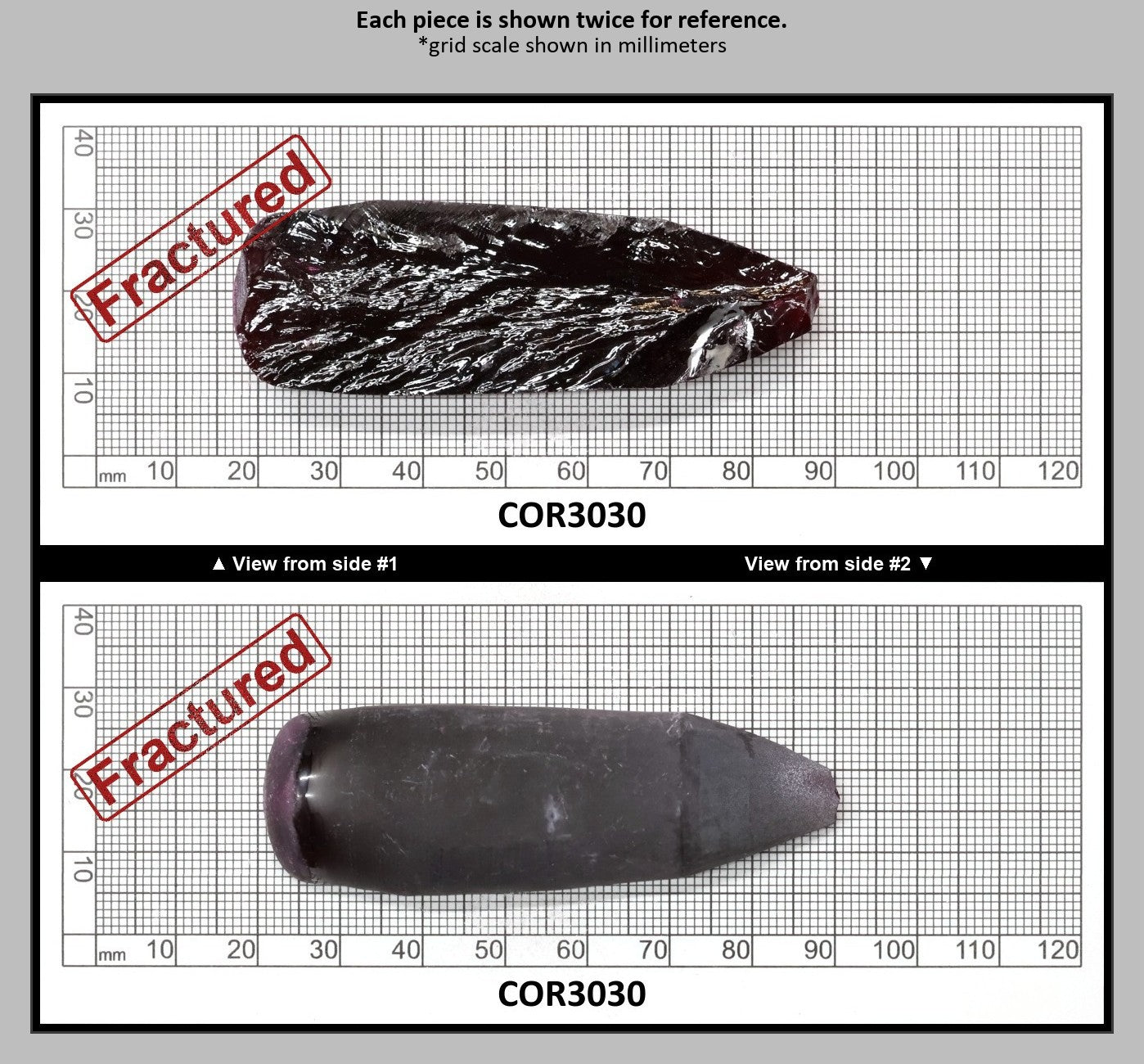 Very Dark Ruby Red #9 Lab Created Corundum Sapphire Faceting Rough for Gem Cutting - Various Sizes - Split Boule : COR3030
