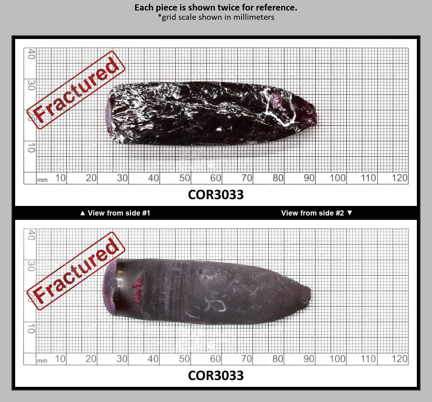 Very Dark Ruby Red #9 Lab Created Corundum Sapphire Faceting Rough for Gem Cutting - Various Sizes - Split Boule : COR3033