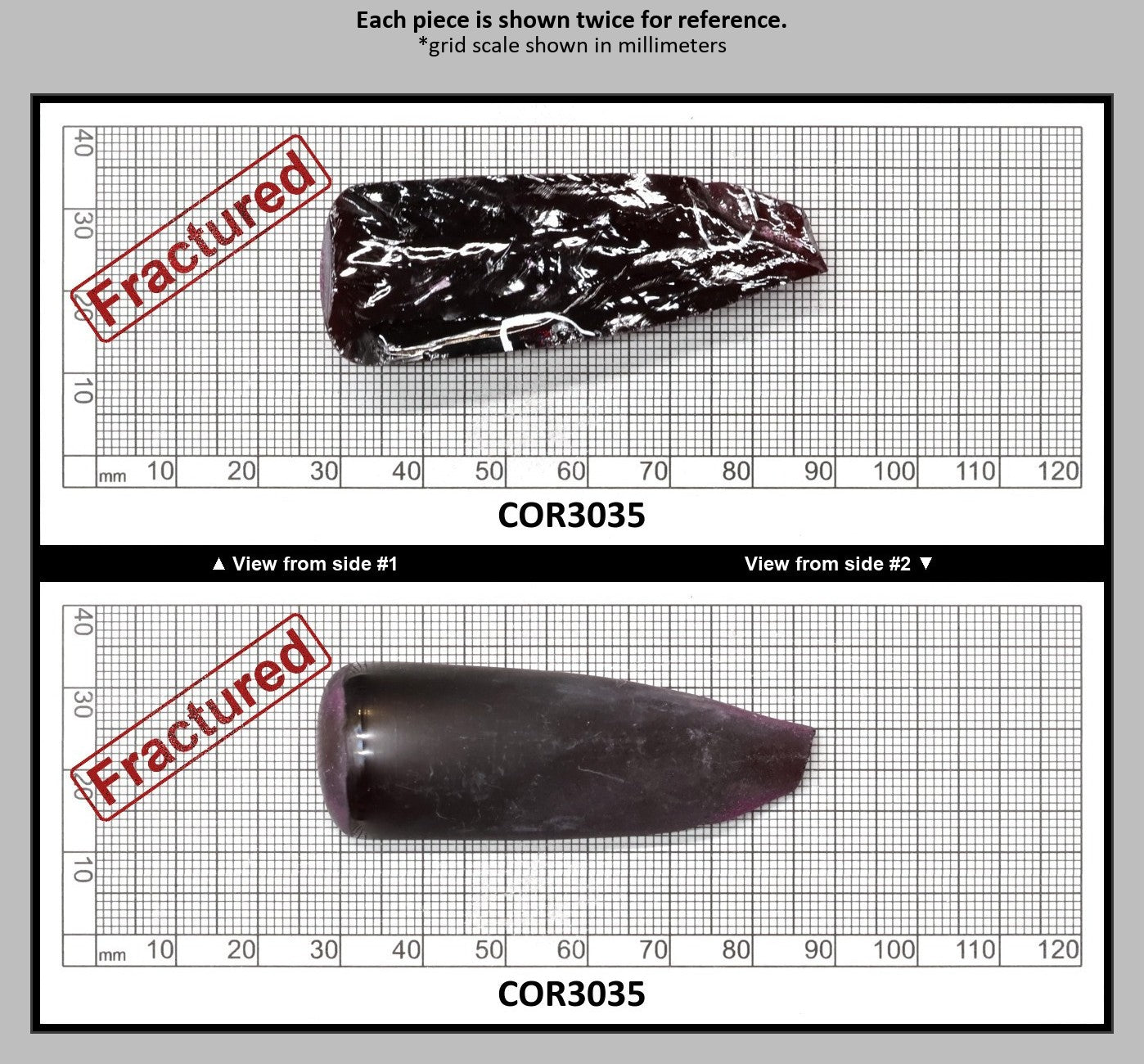 Very Dark Ruby Red #9 Lab Created Corundum Sapphire Faceting Rough for Gem Cutting - Various Sizes - Split Boule : COR3035