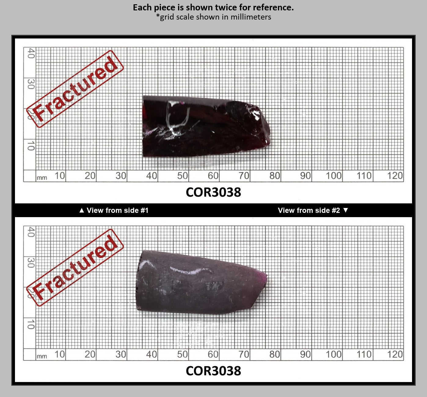 Very Dark Ruby Red #9 Lab Created Corundum Sapphire Faceting Rough for Gem Cutting - Various Sizes - Split Boule : COR3038