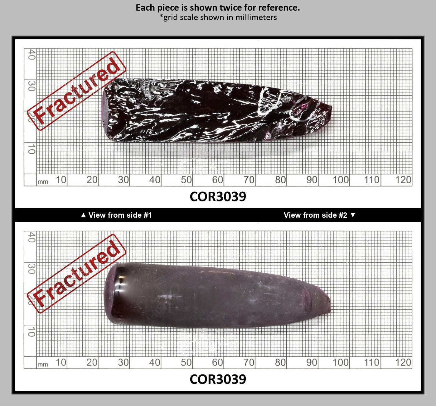 Very Dark Ruby Red #9 Lab Created Corundum Sapphire Faceting Rough for Gem Cutting - Various Sizes - Split Boule : COR3039