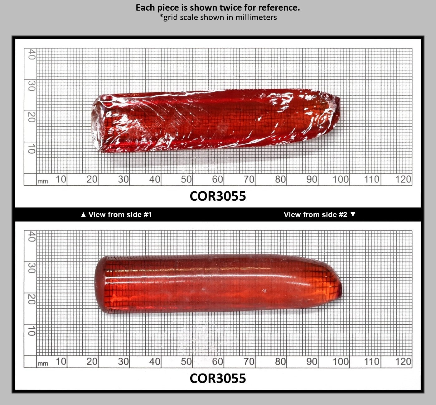 Padparadscha #55SP Lab Created Corundum Sapphire Faceting Rough for Gem Cutting - Various Sizes - Split Boule : COR3055
