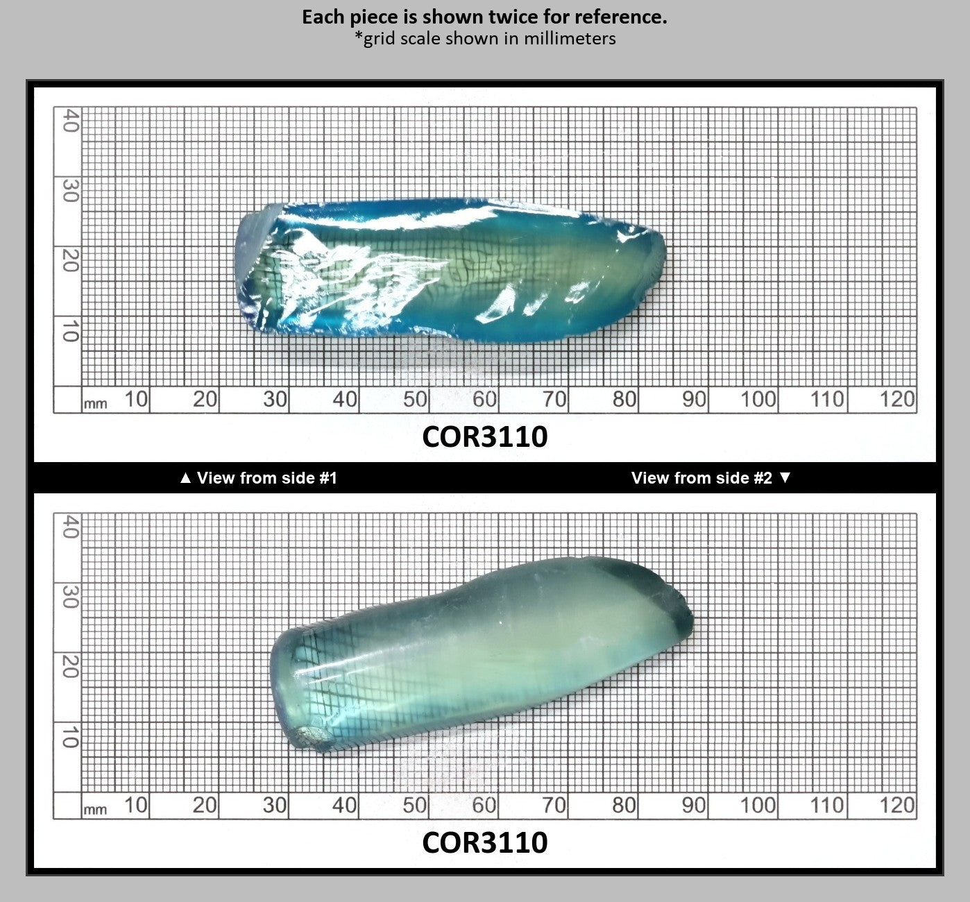 Dark Paraiba Colored Lab Created Corundum Sapphire Faceting Rough for Gem Cutting - Various Sizes : COR3110
