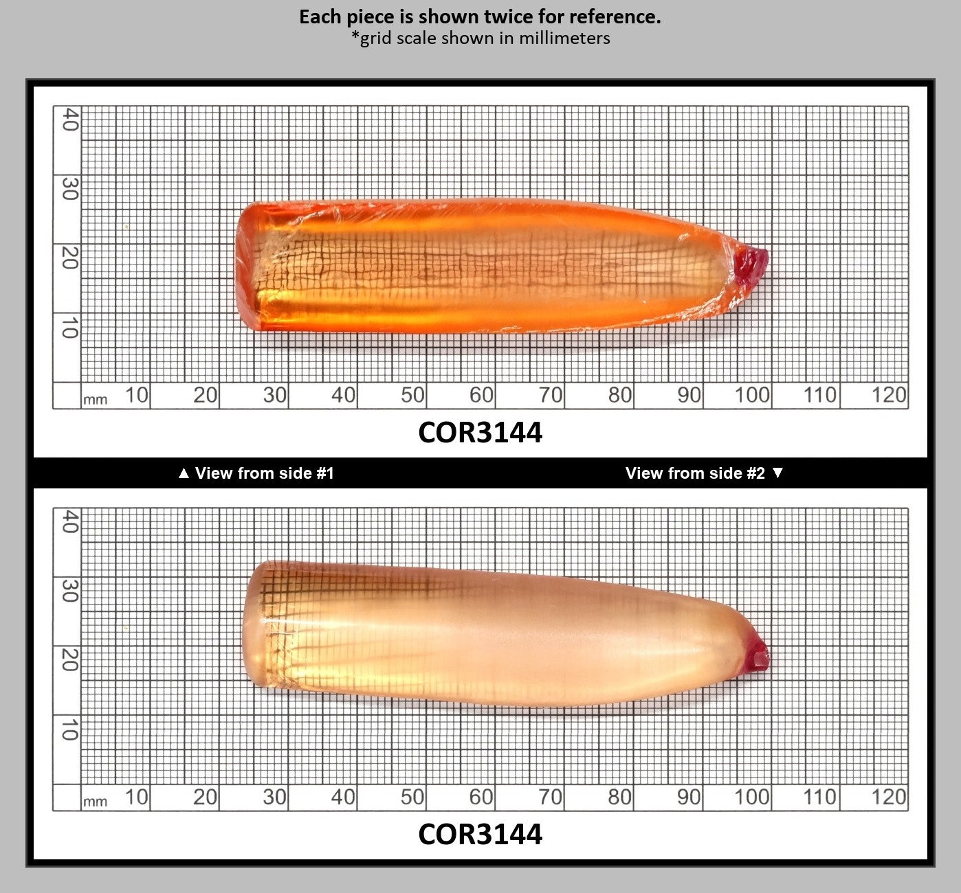 Sunrise #16 Lab Created Corundum Sapphire Faceting Rough for Gem Cutting - Various Sizes - Split Boule : COR3144