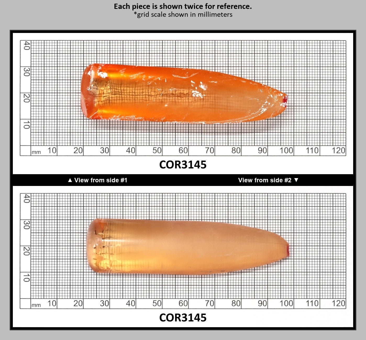 Sunrise #16 Lab Created Corundum Sapphire Faceting Rough for Gem Cutting - Various Sizes - Split Boule : COR3145
