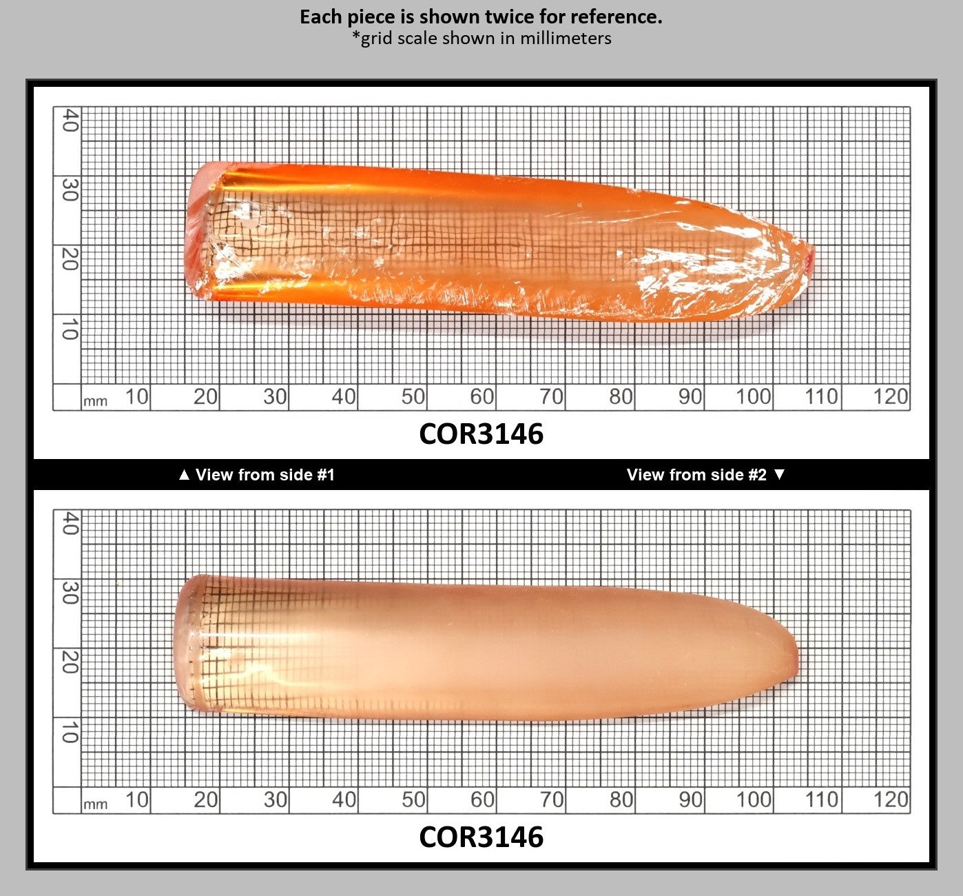 Sunrise #16 Lab Created Corundum Sapphire Faceting Rough for Gem Cutting - Various Sizes - Split Boule : COR3146