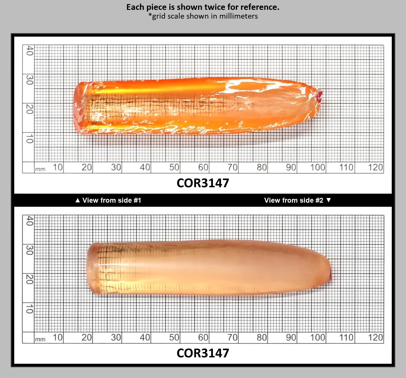 Sunrise #16 Lab Created Corundum Sapphire Faceting Rough for Gem Cutting - Various Sizes - Split Boule : COR3147