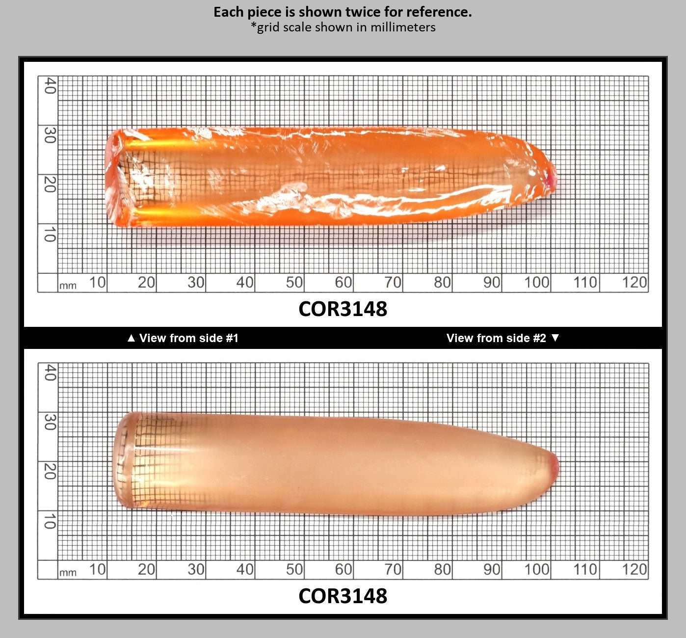 Sunrise #16 Lab Created Corundum Sapphire Faceting Rough for Gem Cutting - Various Sizes - Split Boule : COR3148