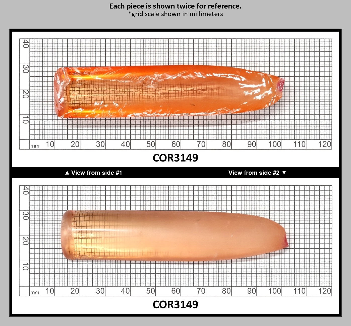 Sunrise #16 Lab Created Corundum Sapphire Faceting Rough for Gem Cutting - Various Sizes - Split Boule : COR3149