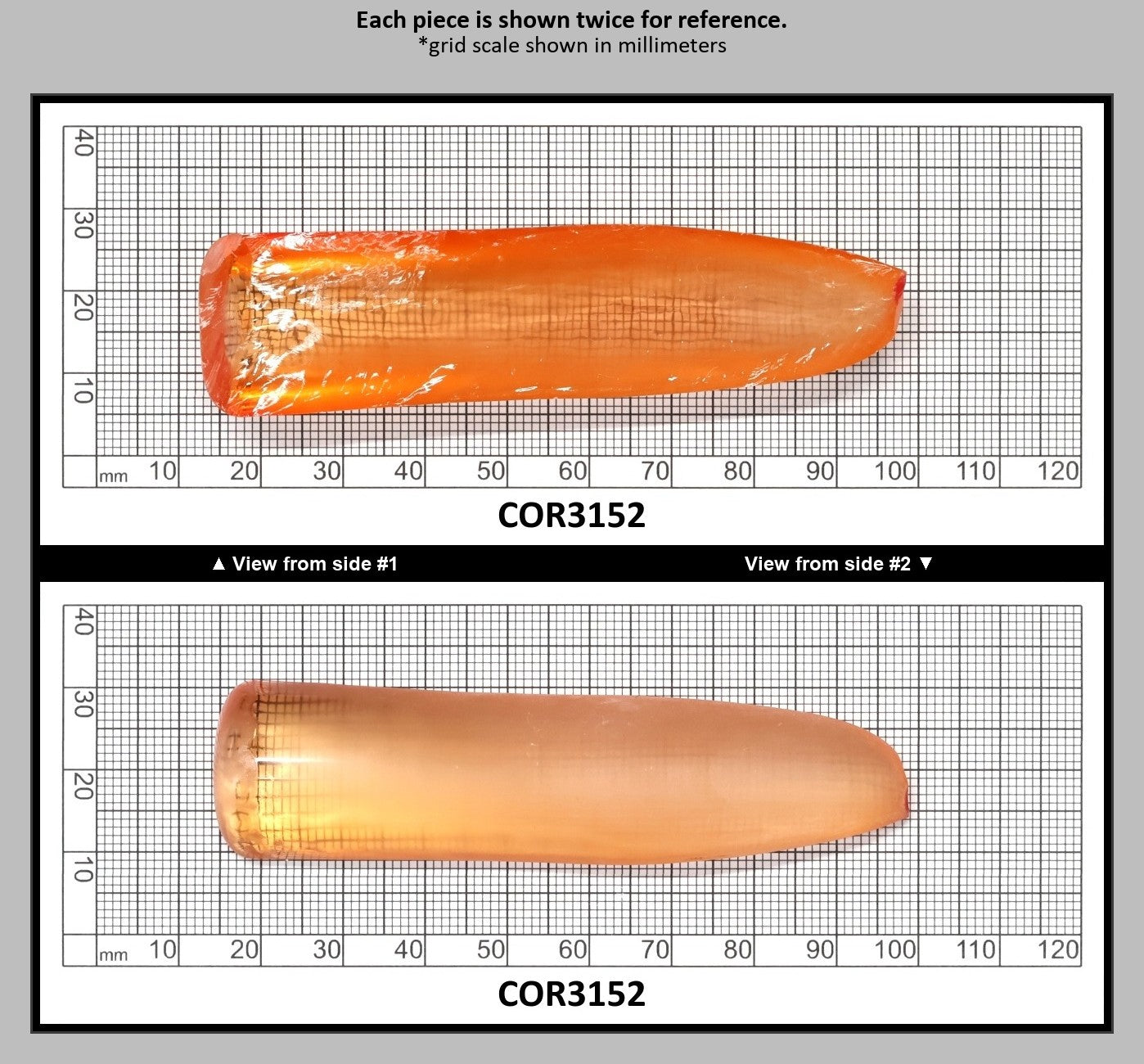 Sunrise #16 Lab Created Corundum Sapphire Faceting Rough for Gem Cutting - Various Sizes - Split Boule : COR3152